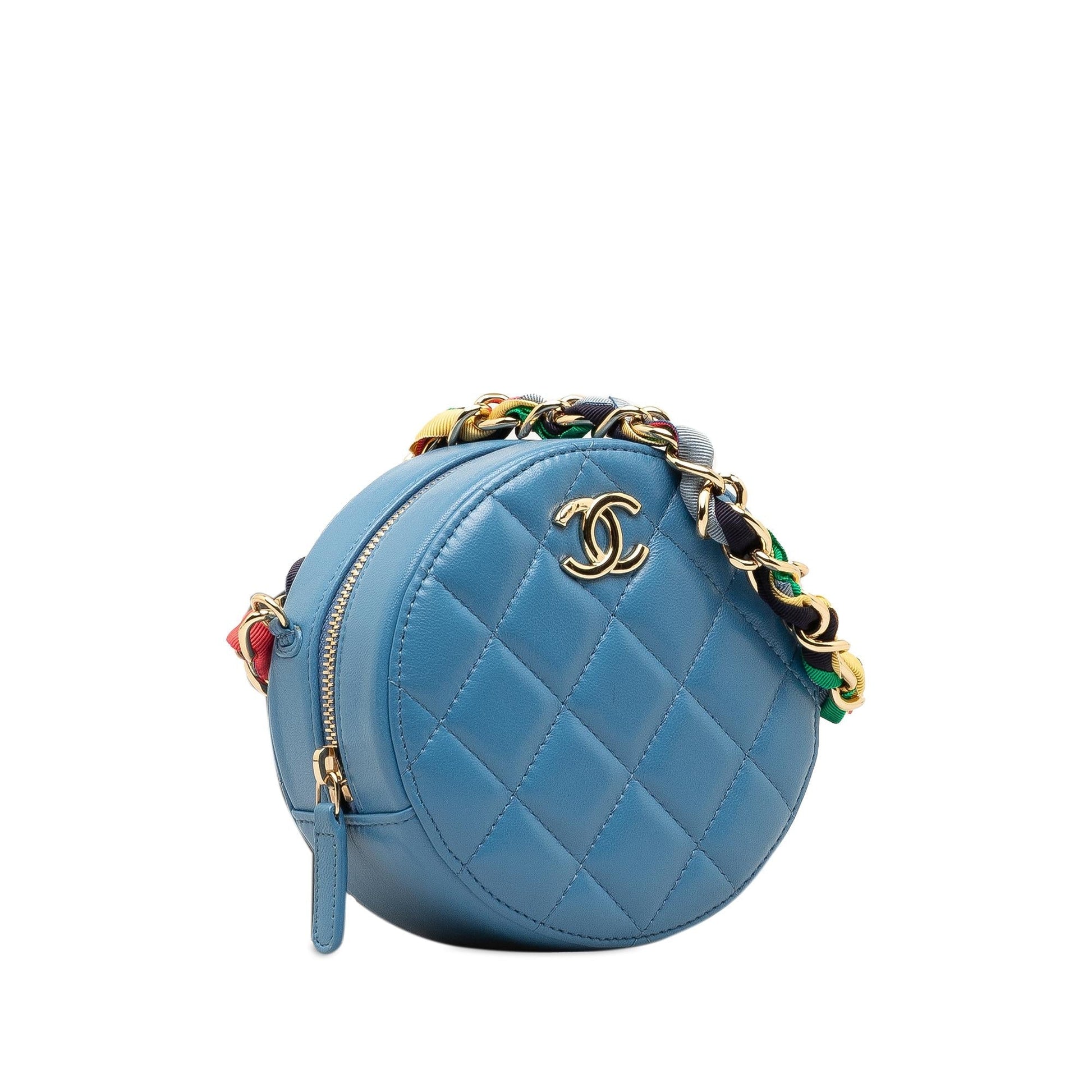 Chanel Quilted Lambskin Ribbon Round SHG-fknQGN Clutch Bag