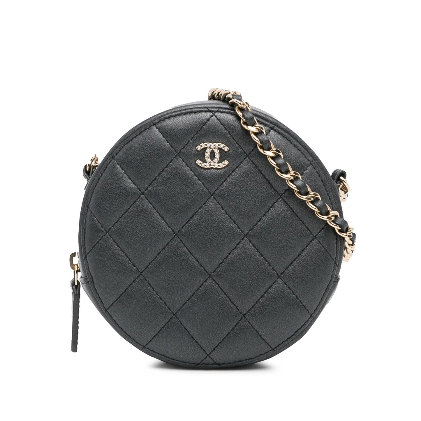 Chanel Quilted Lambskin Round Pearl SHG-57ukAg Clutch Bag