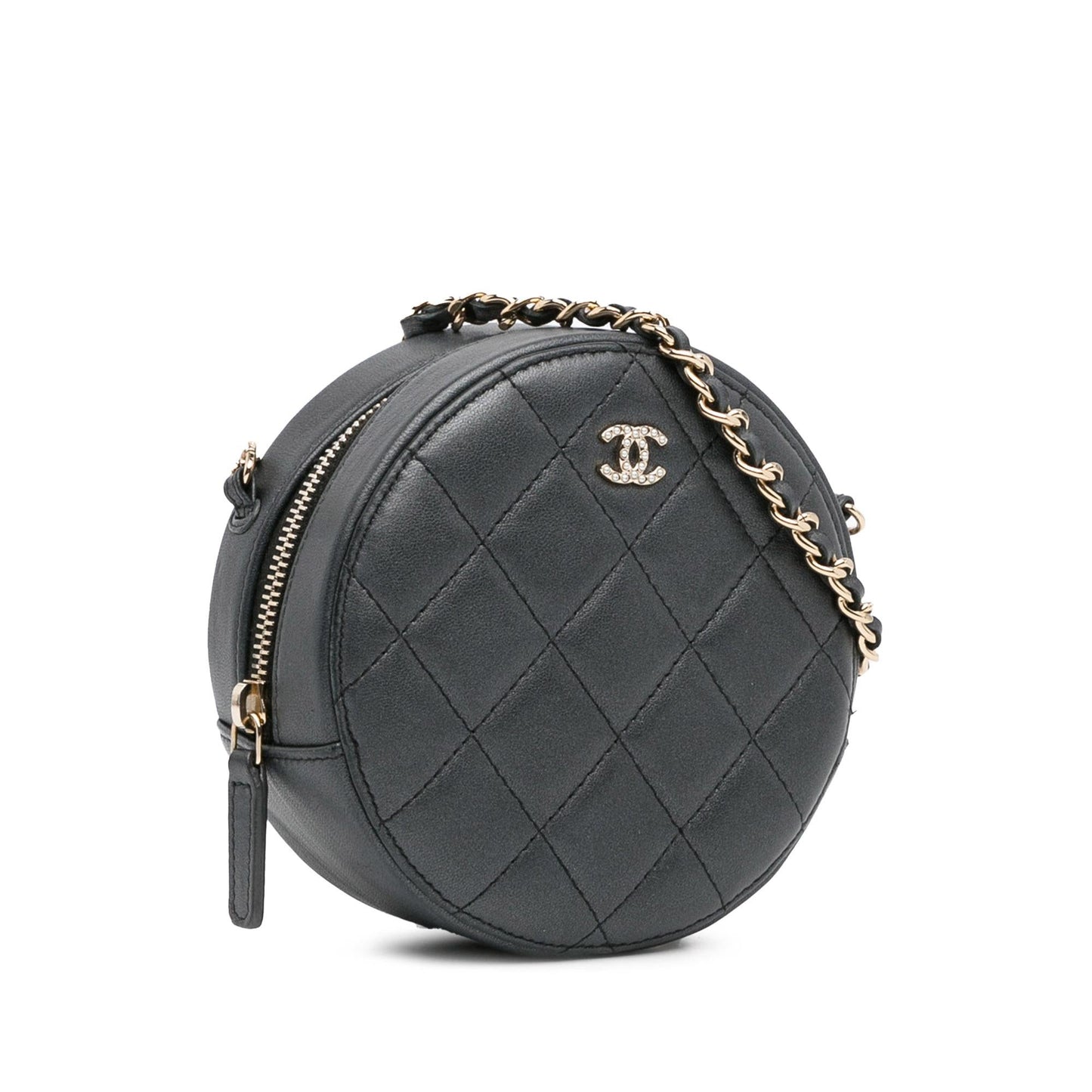 Chanel Quilted Lambskin Round Pearl SHG-57ukAg Clutch Bag
