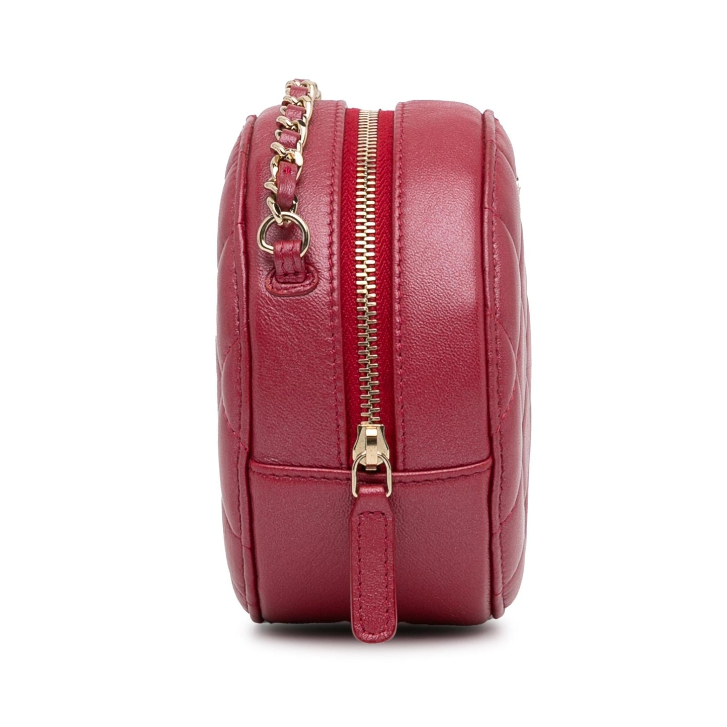 Chanel Quilted Lambskin Round Pearl Clutch Bag