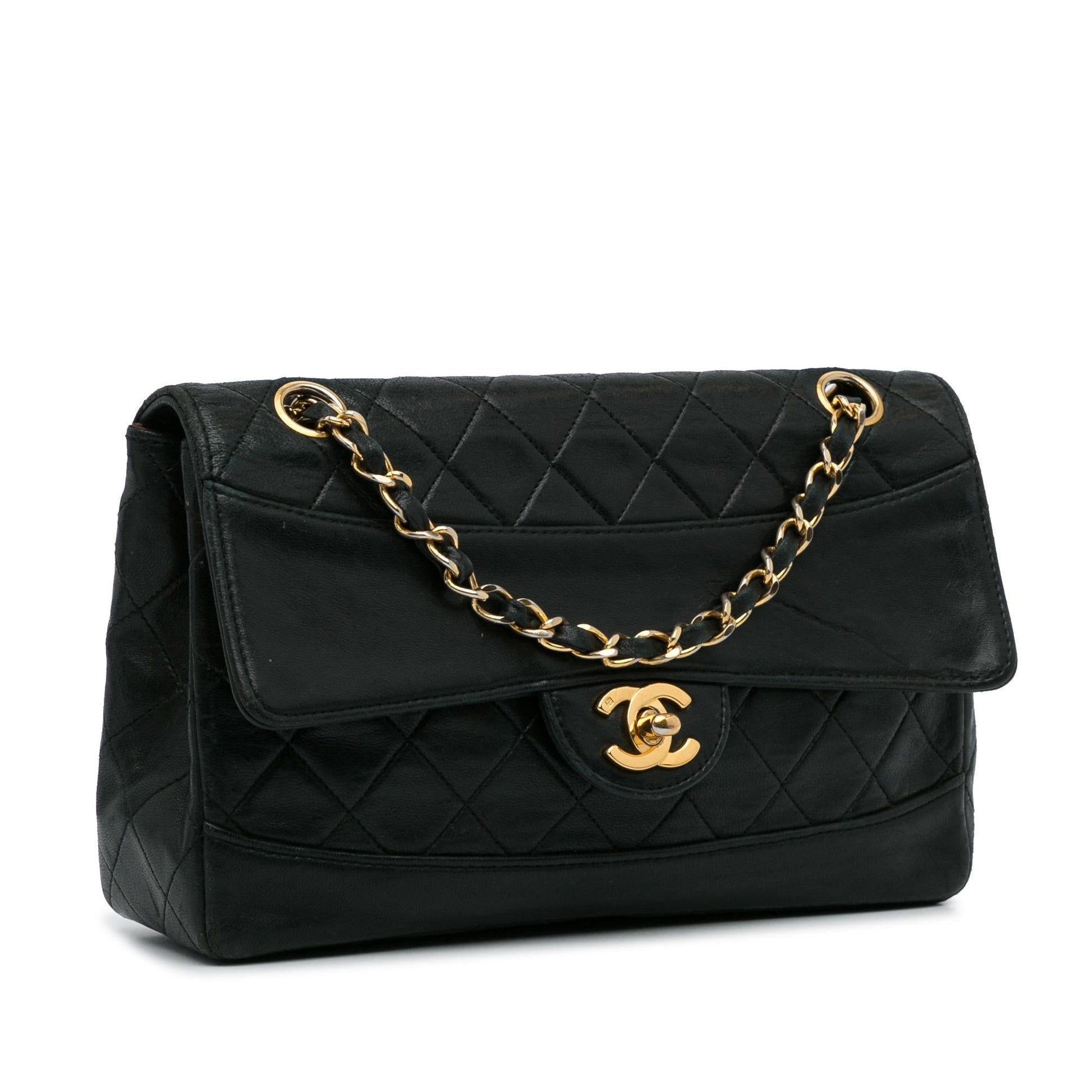 Chanel Quilted Lambskin Shoulder Bag Shg Gmutdy