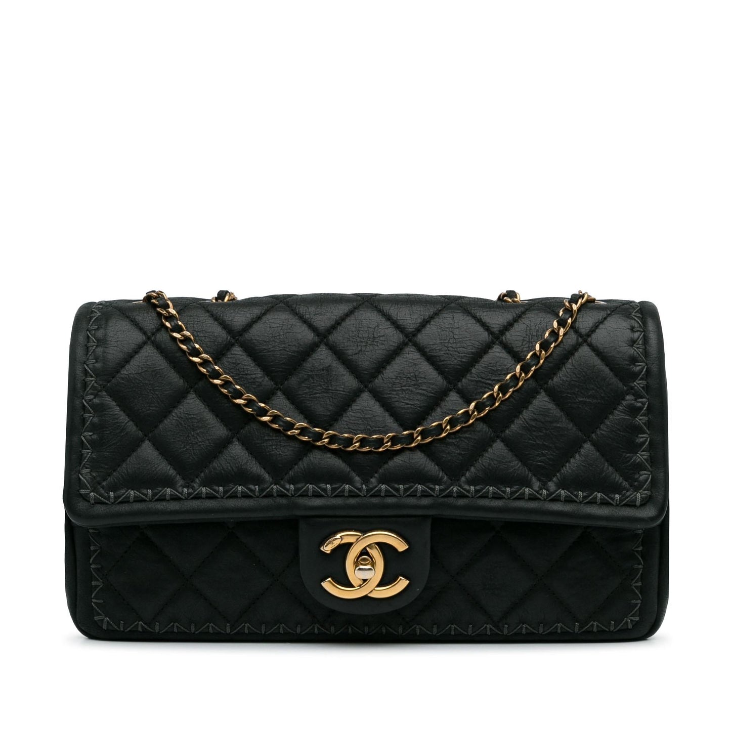 Chanel Quilted Lambskin Stitch Single Flap SHG-usc1SB Handbag