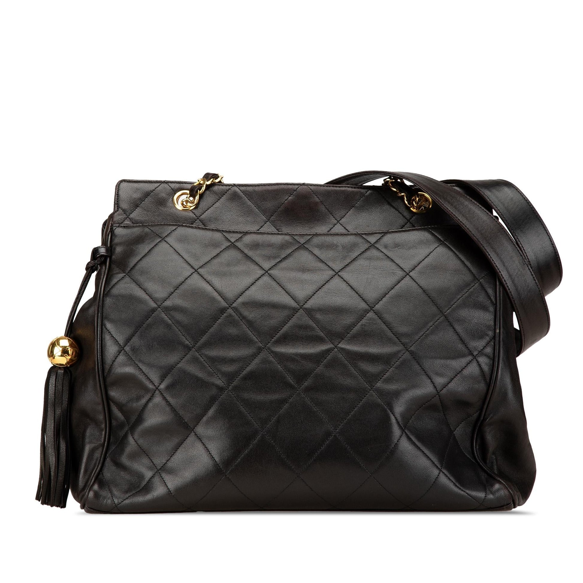 Chanel Quilted Lambskin Tassel Tote Bag