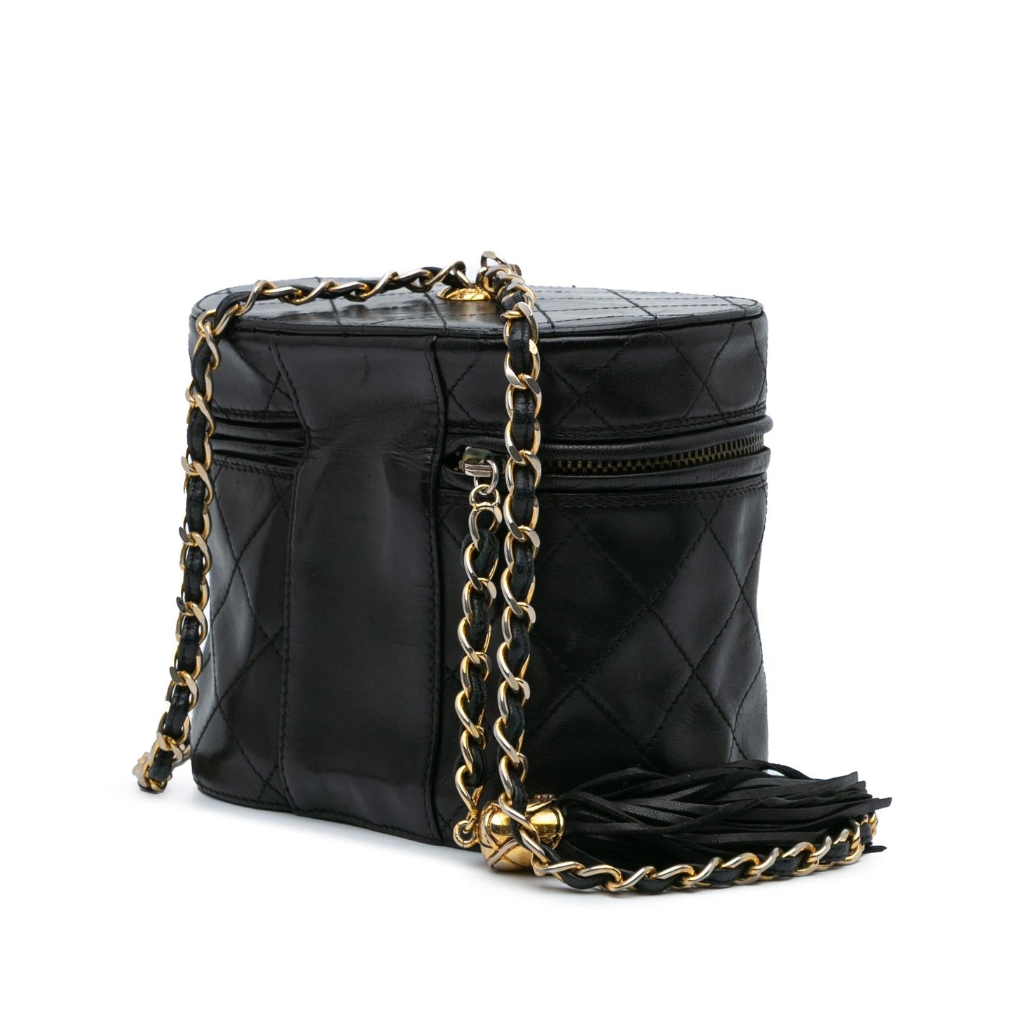 Chanel Quilted Lambskin Tassel Vanity Handbag