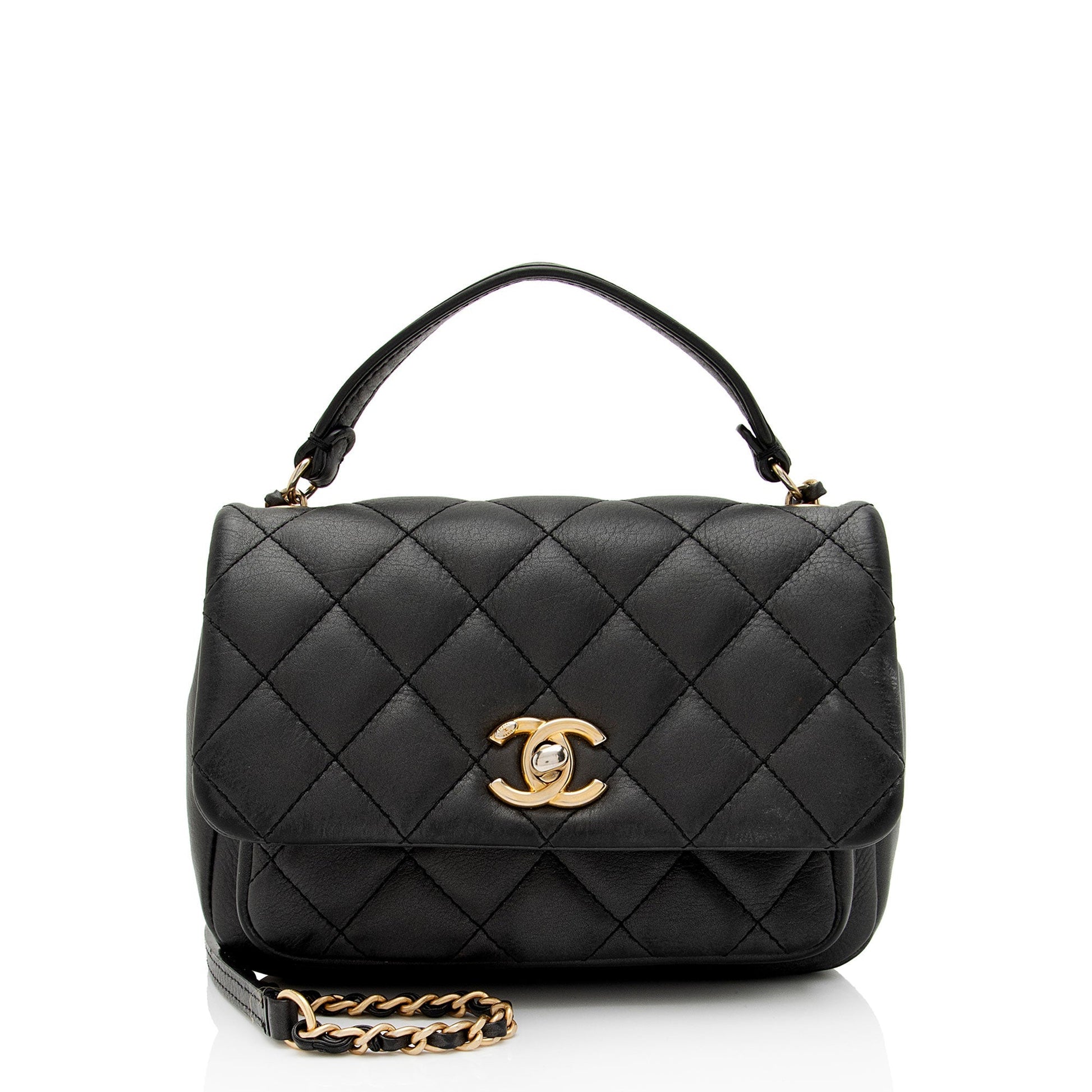 Chanel Quilted Lambskin Top Handle Flap SHF-8v8JOn Shoulder Bag