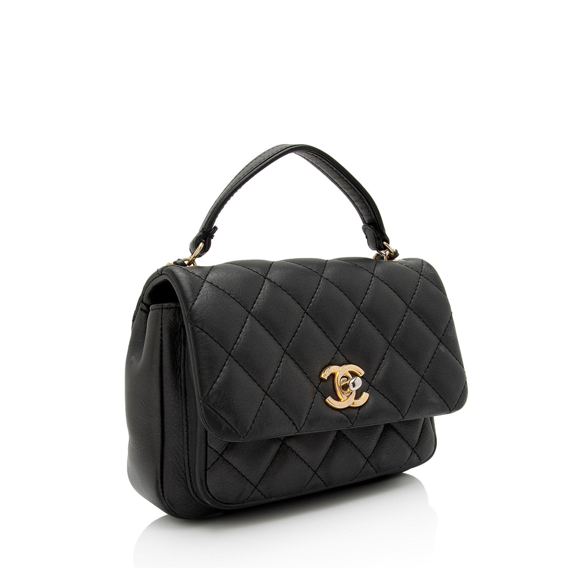 Chanel Quilted Lambskin Top Handle Flap SHF-8v8JOn Shoulder Bag