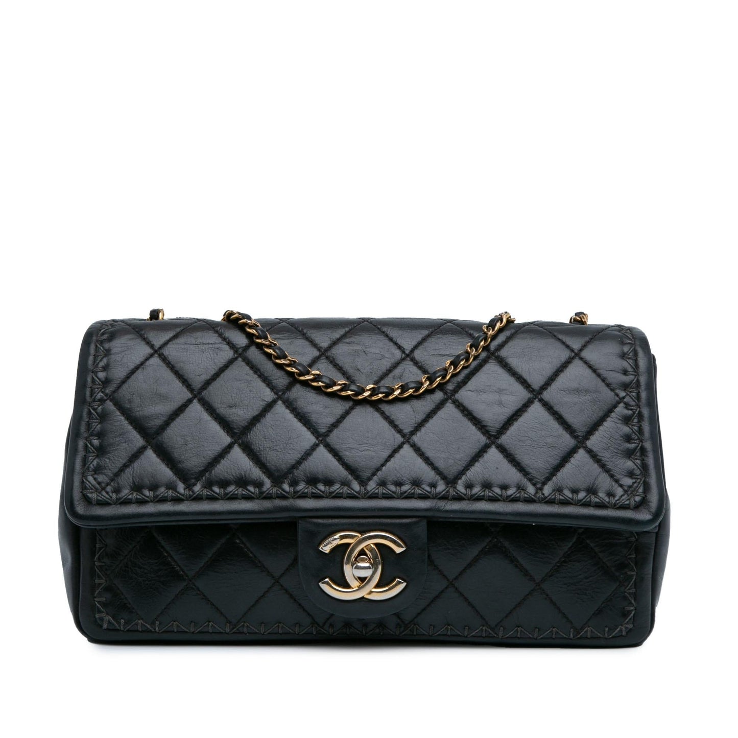 Chanel Quilted Lambskin Whipstitch Single Flap SHG-OfzSAu Handbag