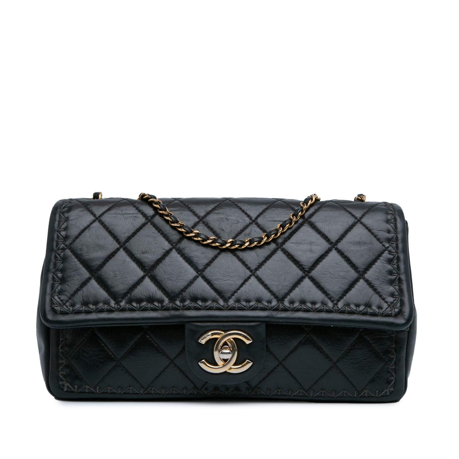 Chanel Quilted Lambskin Whipstitch Single Flap SHG-OfzSAu Handbag