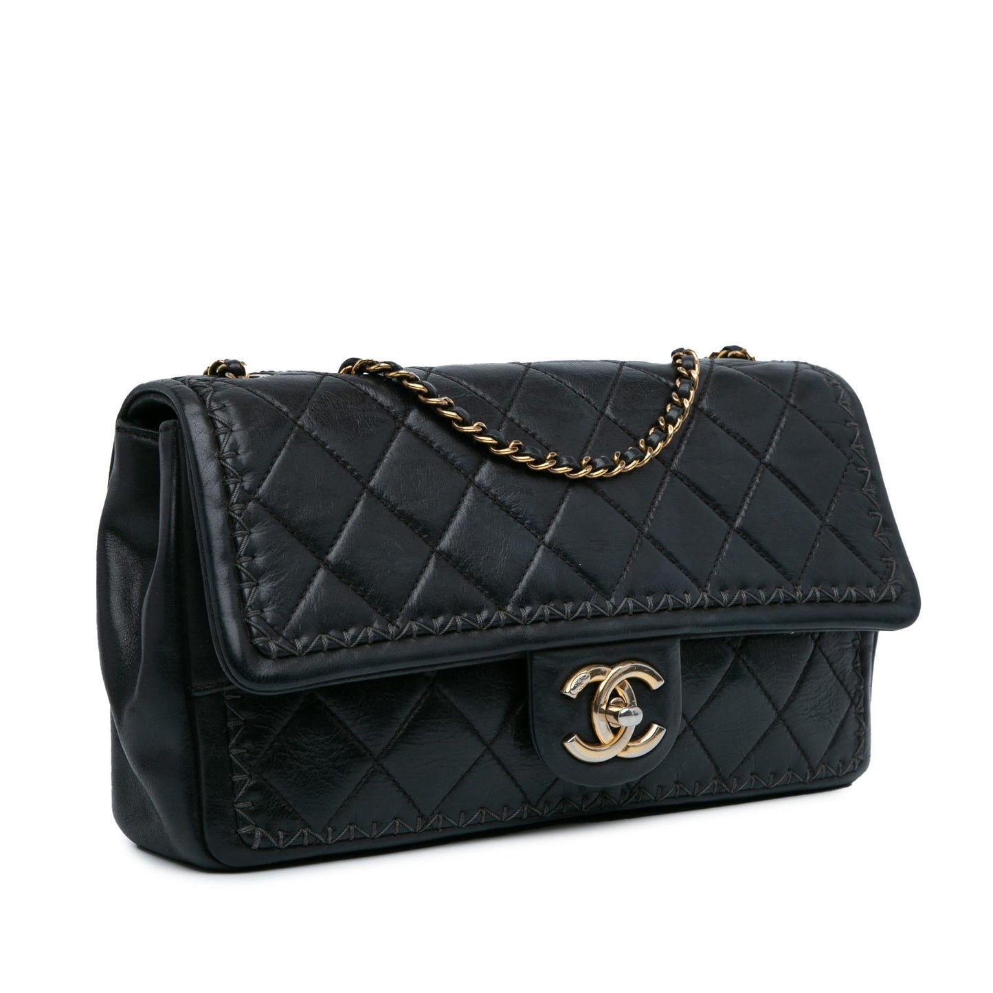 Chanel Quilted Lambskin Whipstitch Single Flap SHG-OfzSAu Handbag
