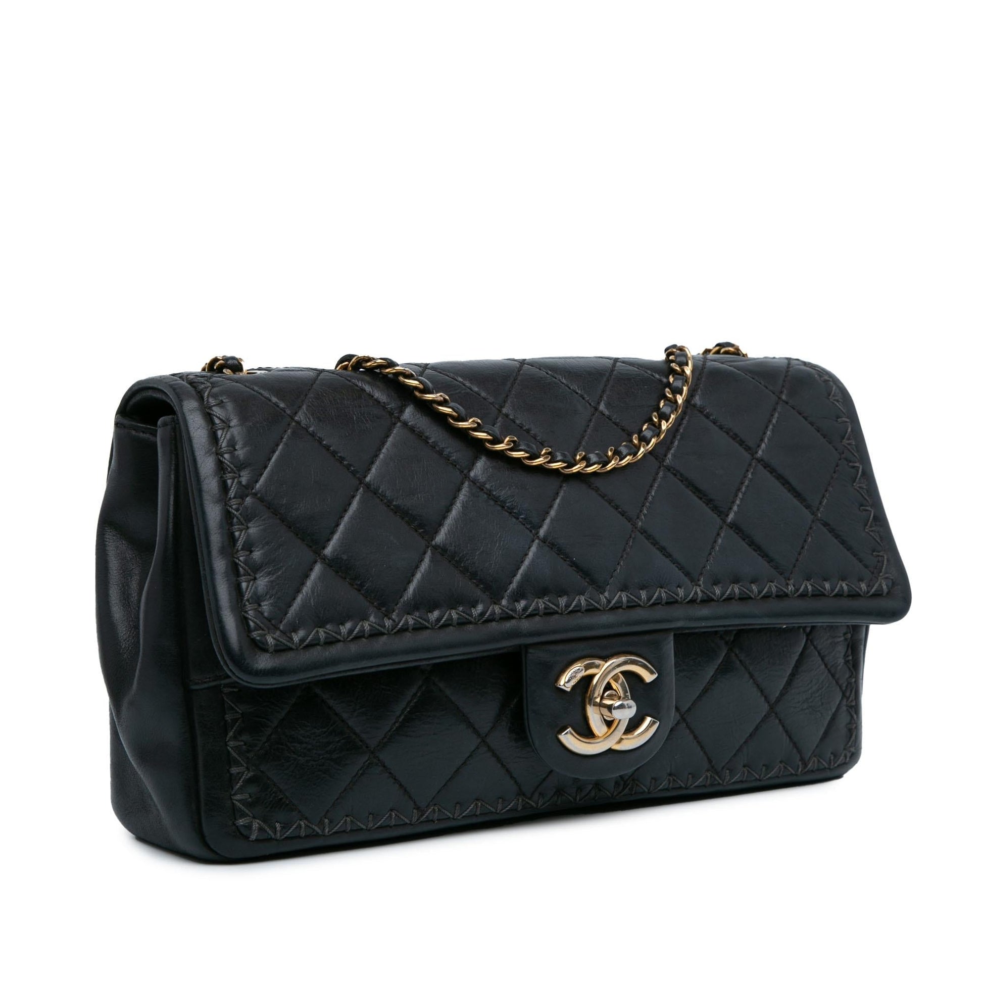 Chanel Quilted Lambskin Whipstitch Single Flap SHG-OfzSAu Handbag