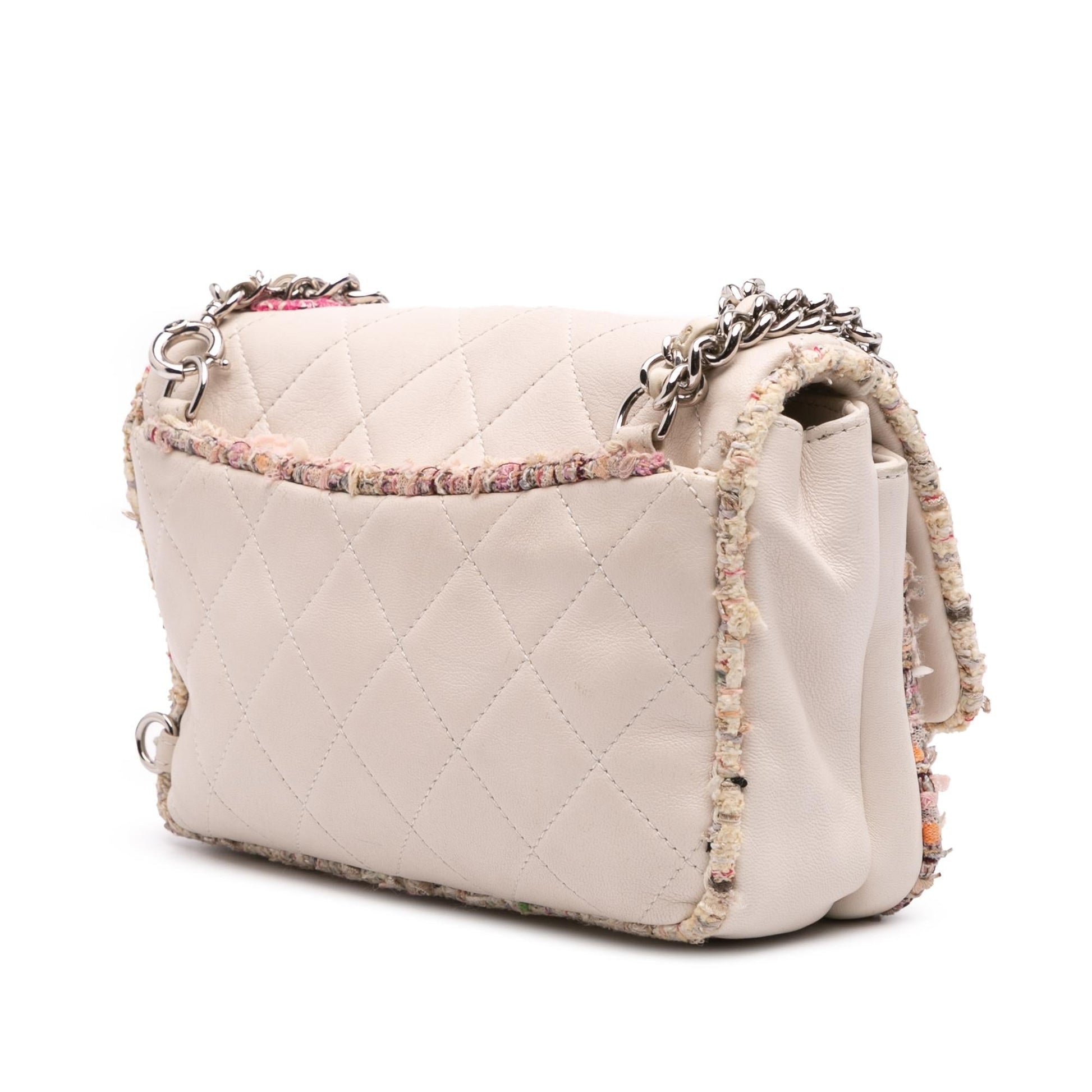 Chanel Quilted Lambskin Tweed Elegant Trim Flap Handbag Flap 1