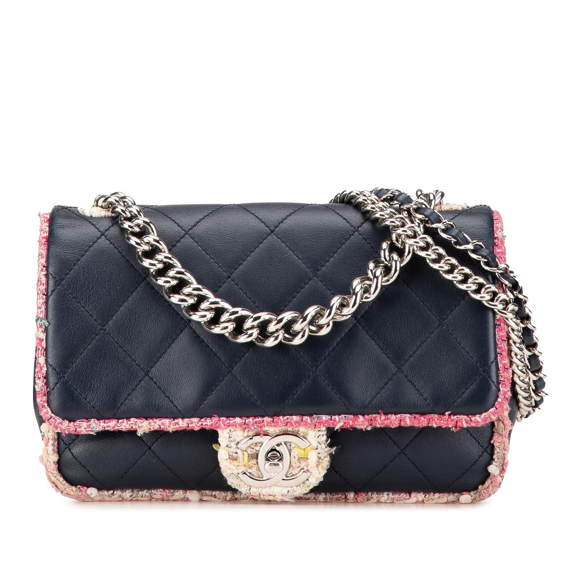Chanel Quilted Lambskin Tweed Elegant Trim Flap Handbag Flap 2