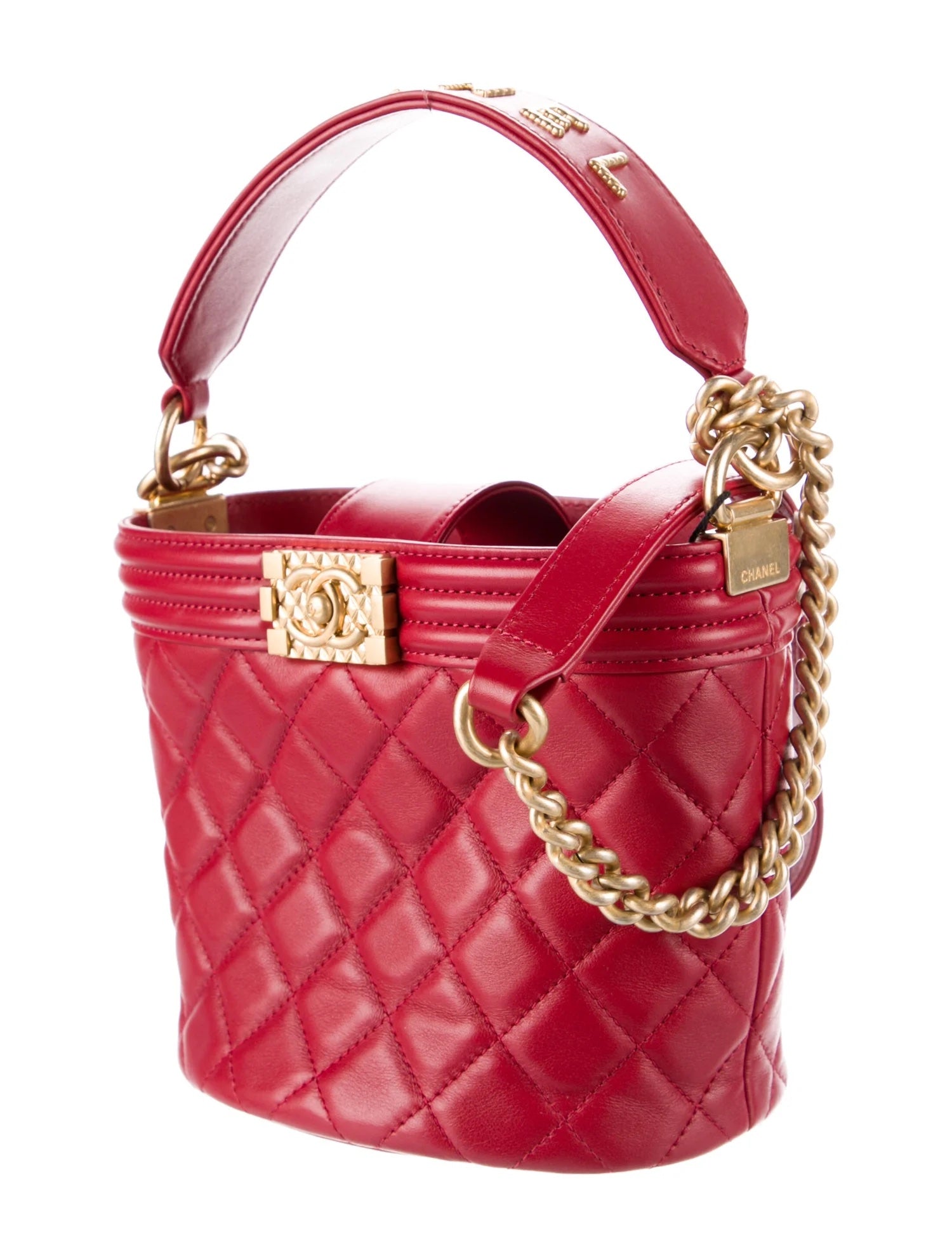 Chanel QUILTED CALFSKIN BOY BUCKET Leather Bucket Bag