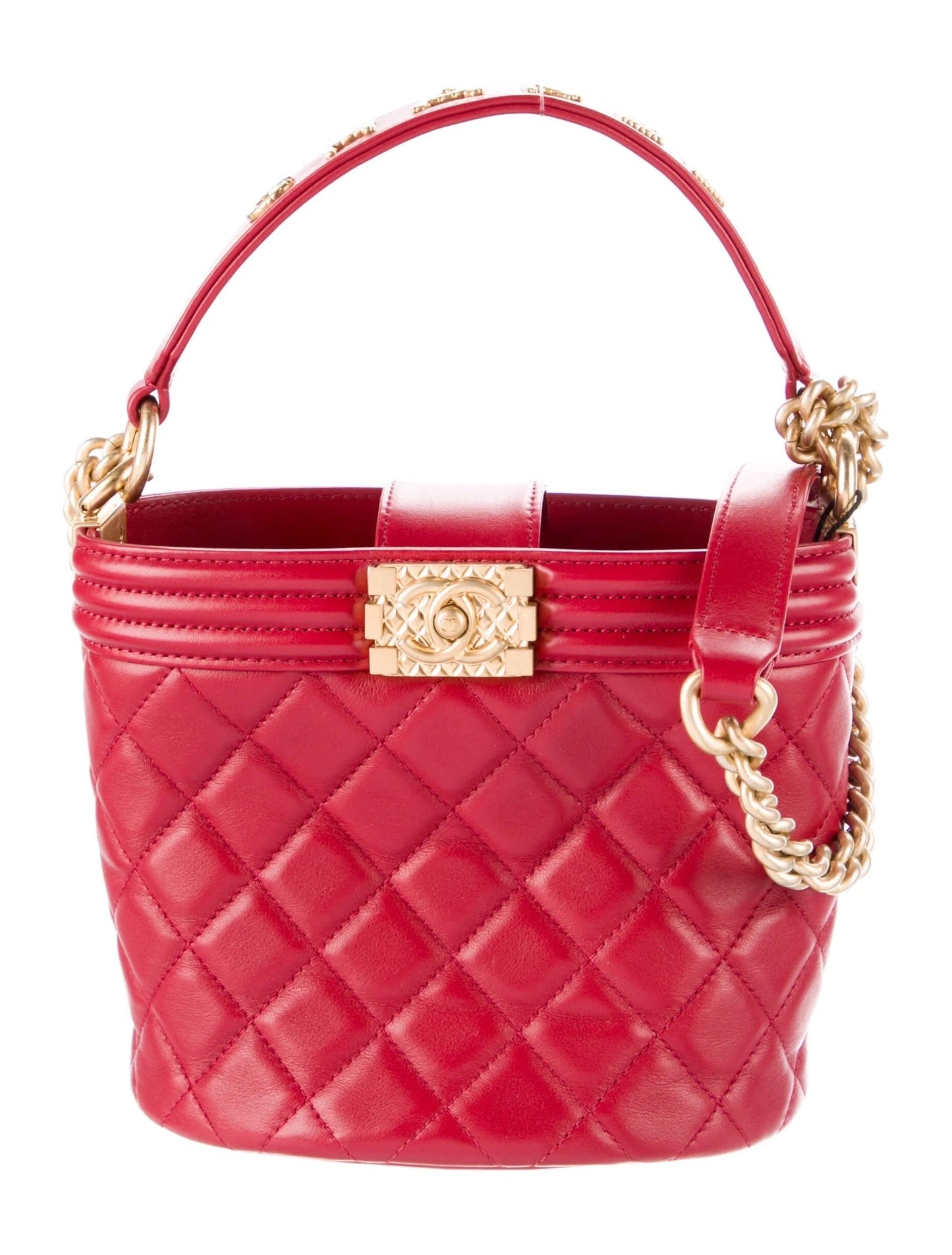 Chanel QUILTED CALFSKIN BOY BUCKET Leather Bucket Bag