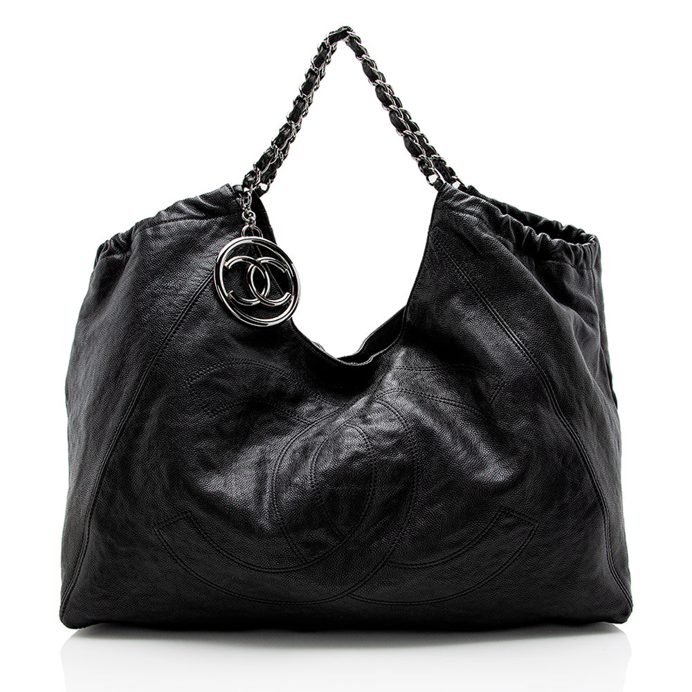 Chanel Quilted CC Charm Hobo SHF Leather Key Chain