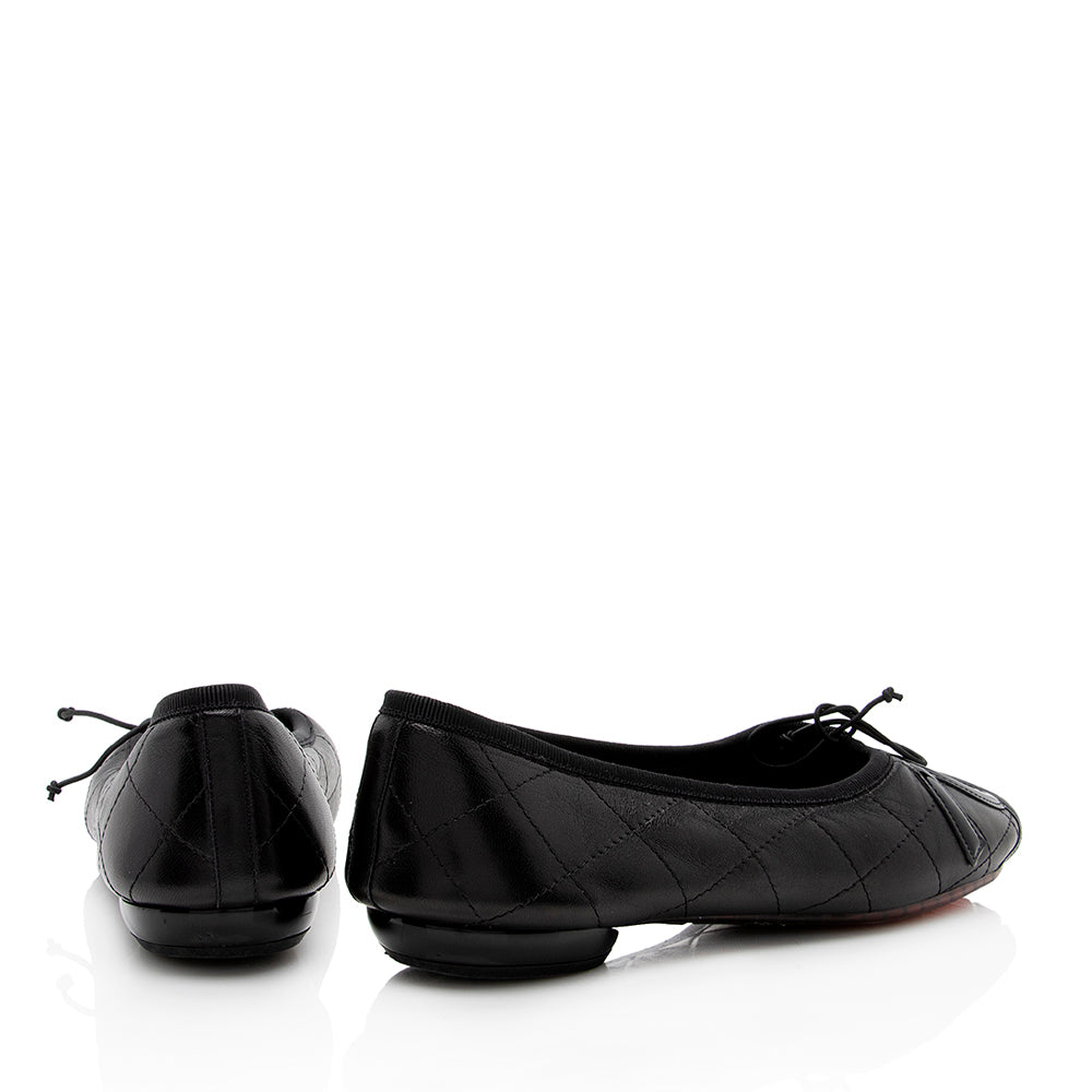 Chanel Quilted Cambon Ballet Flats Leather Shoes