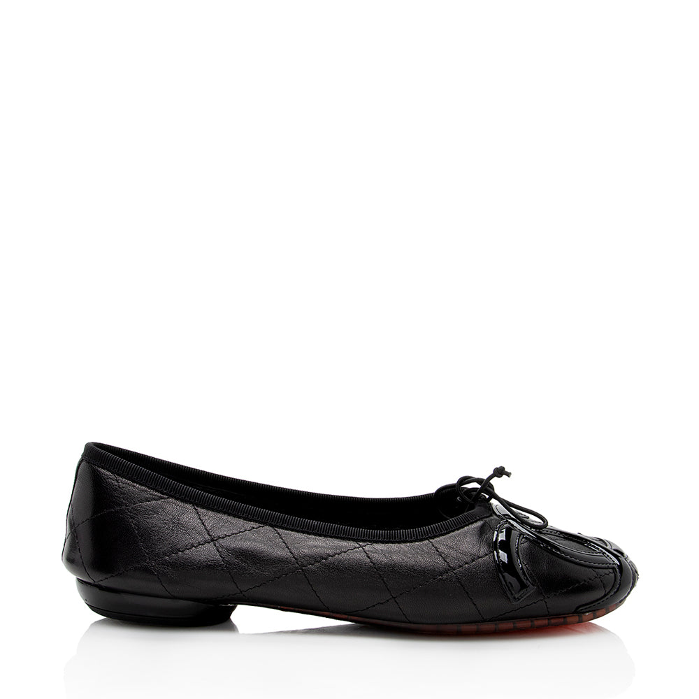 Chanel Quilted Cambon Ballet Flats Leather Shoes