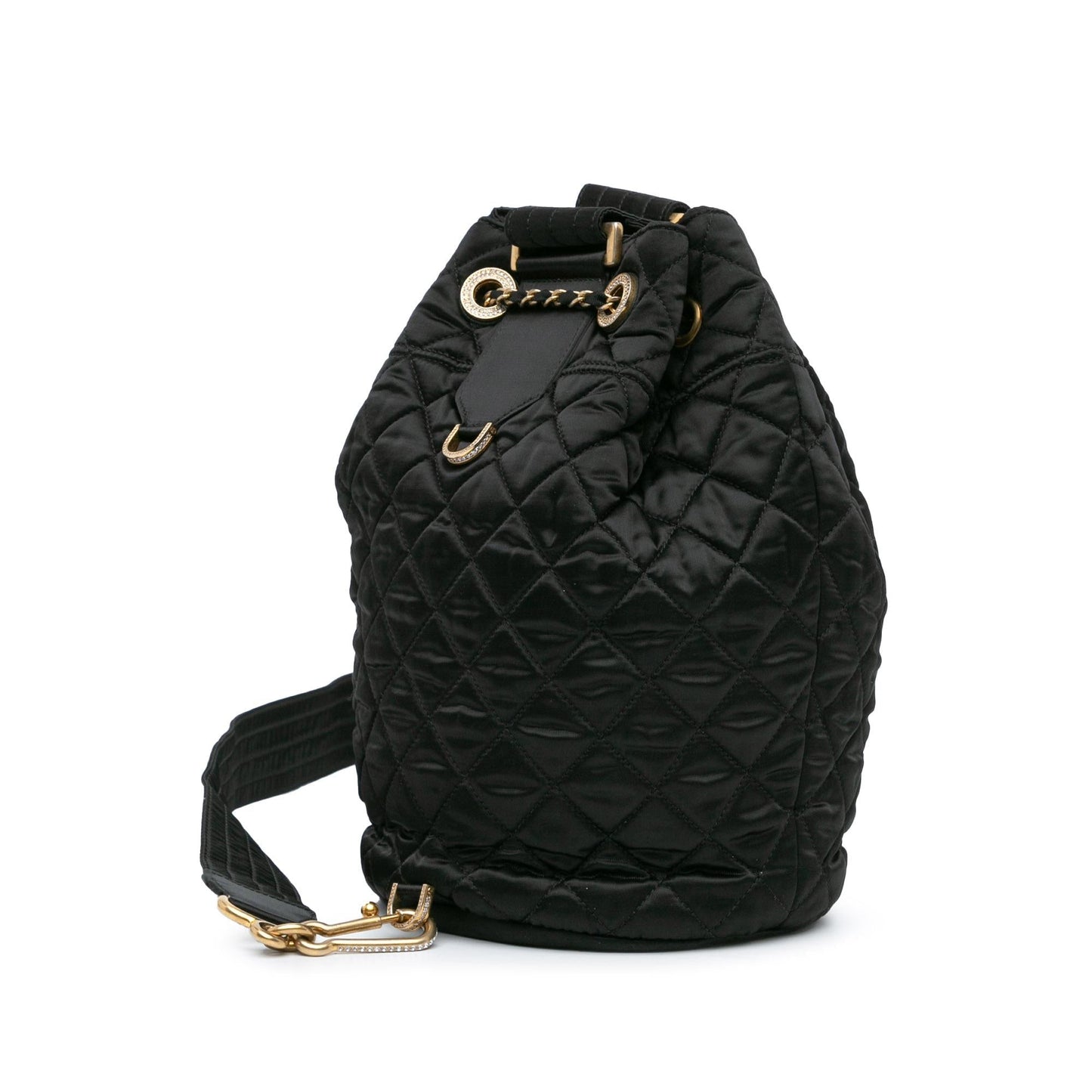 Chanel Quilted Nylon Crystal CC Drawstring Sling Jewelry