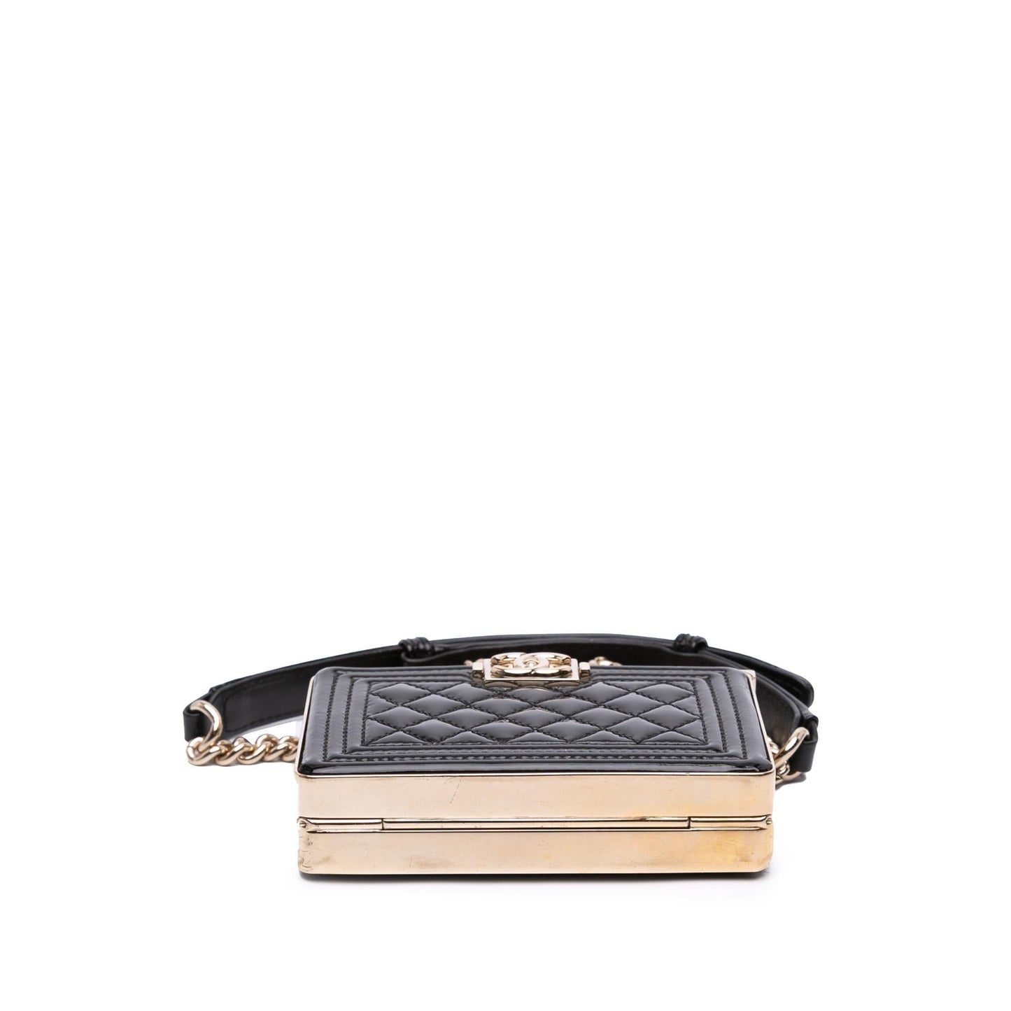 Chanel Quilted Patent Boy Box Minaudiere on Handbag Chain 1