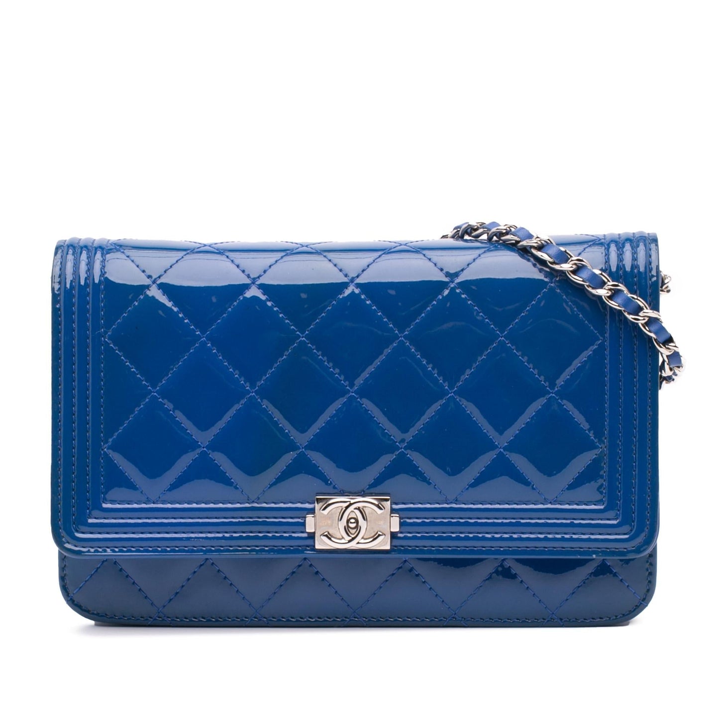 Chanel Quilted Patent Boy on Wallet Case