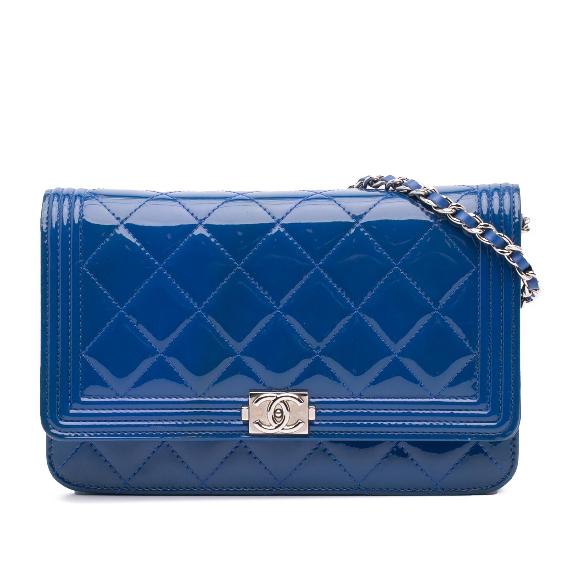 Chanel Quilted Patent Boy on Wallet Case