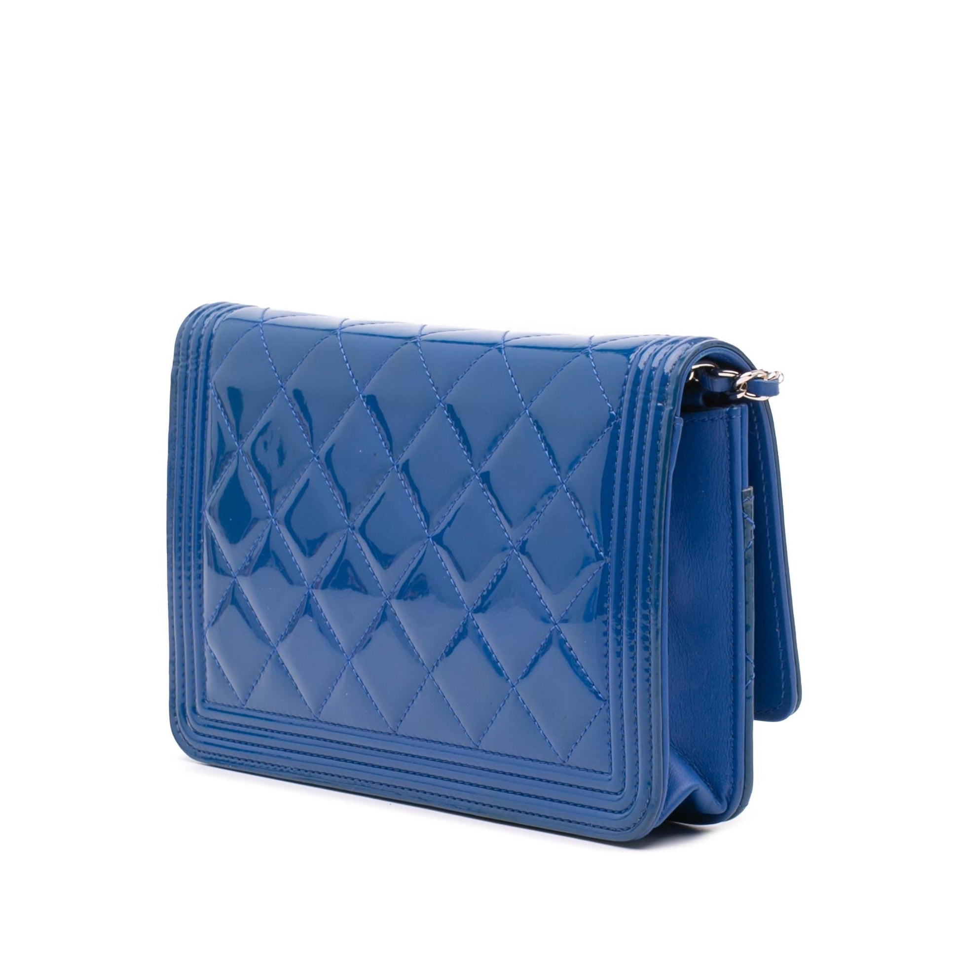 Chanel Quilted Patent Boy on Wallet Case