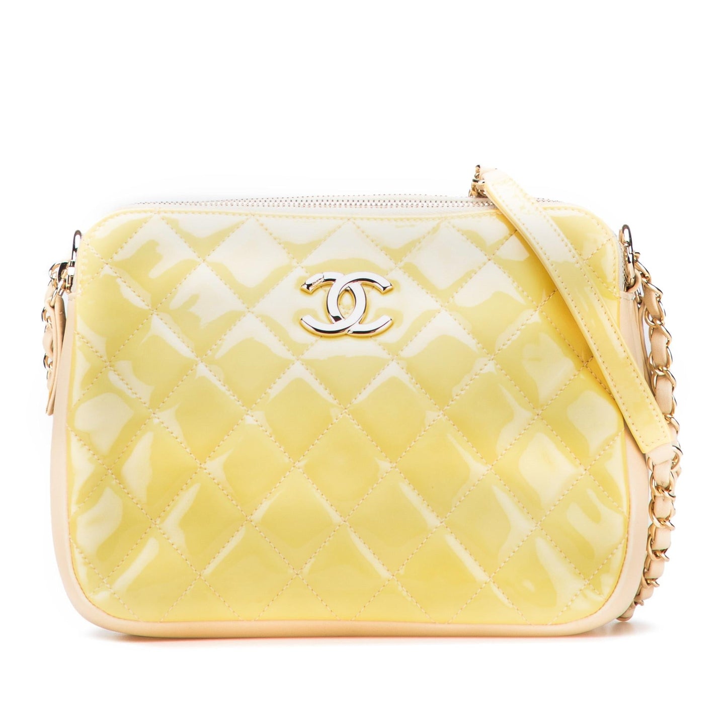 Chanel Quilted Patent Double Zip Crossbody Bag