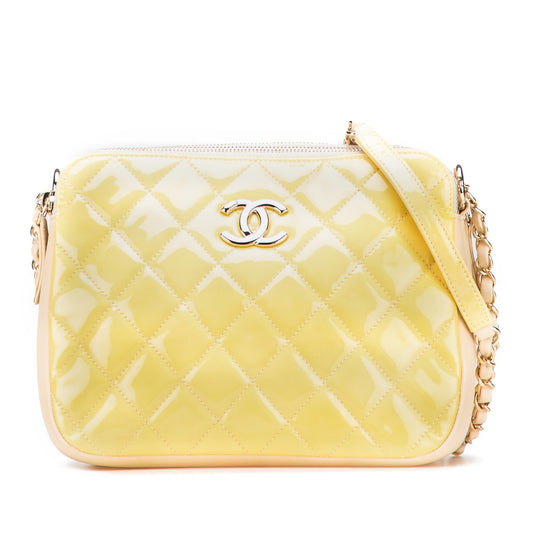 Chanel Quilted Patent Double Zip Crossbody Bag