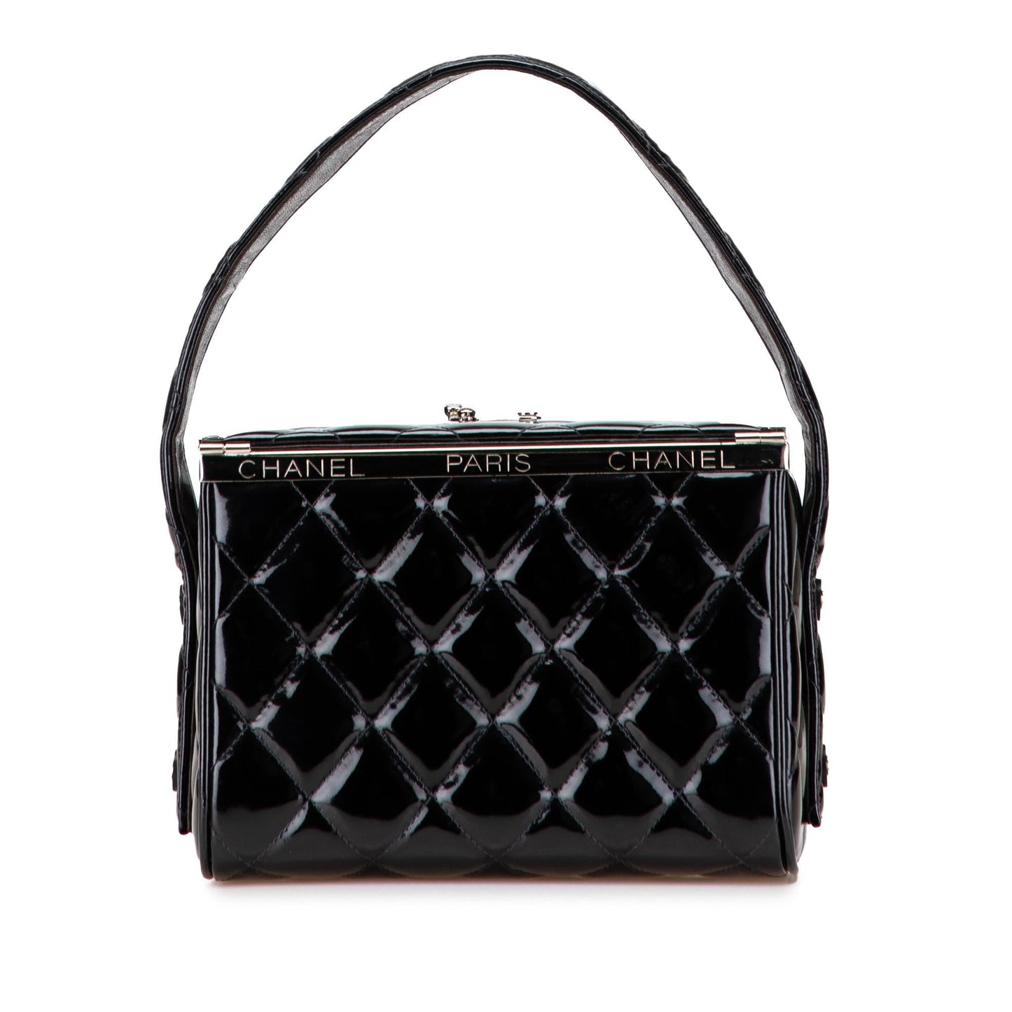 Chanel Quilted Patent Box Leather Handbag