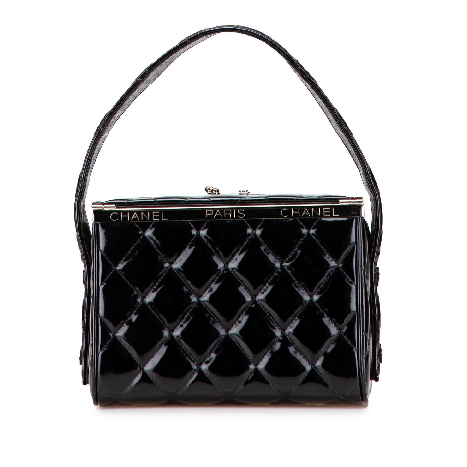 Chanel Quilted Patent Box Leather Handbag