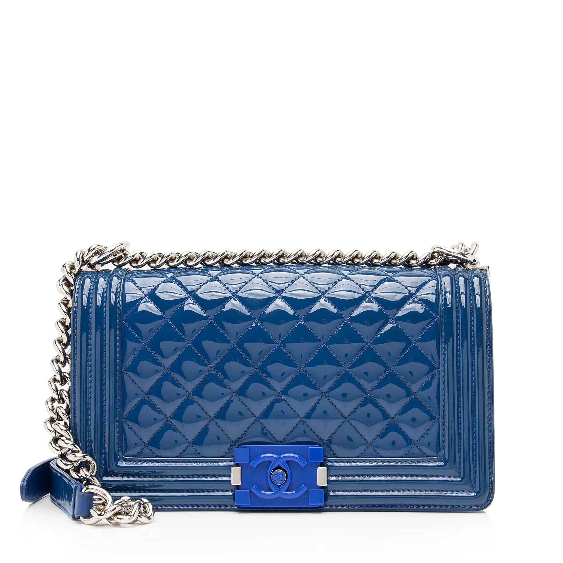 Chanel Patent Plexiglass Boy SHF Leather Handbag