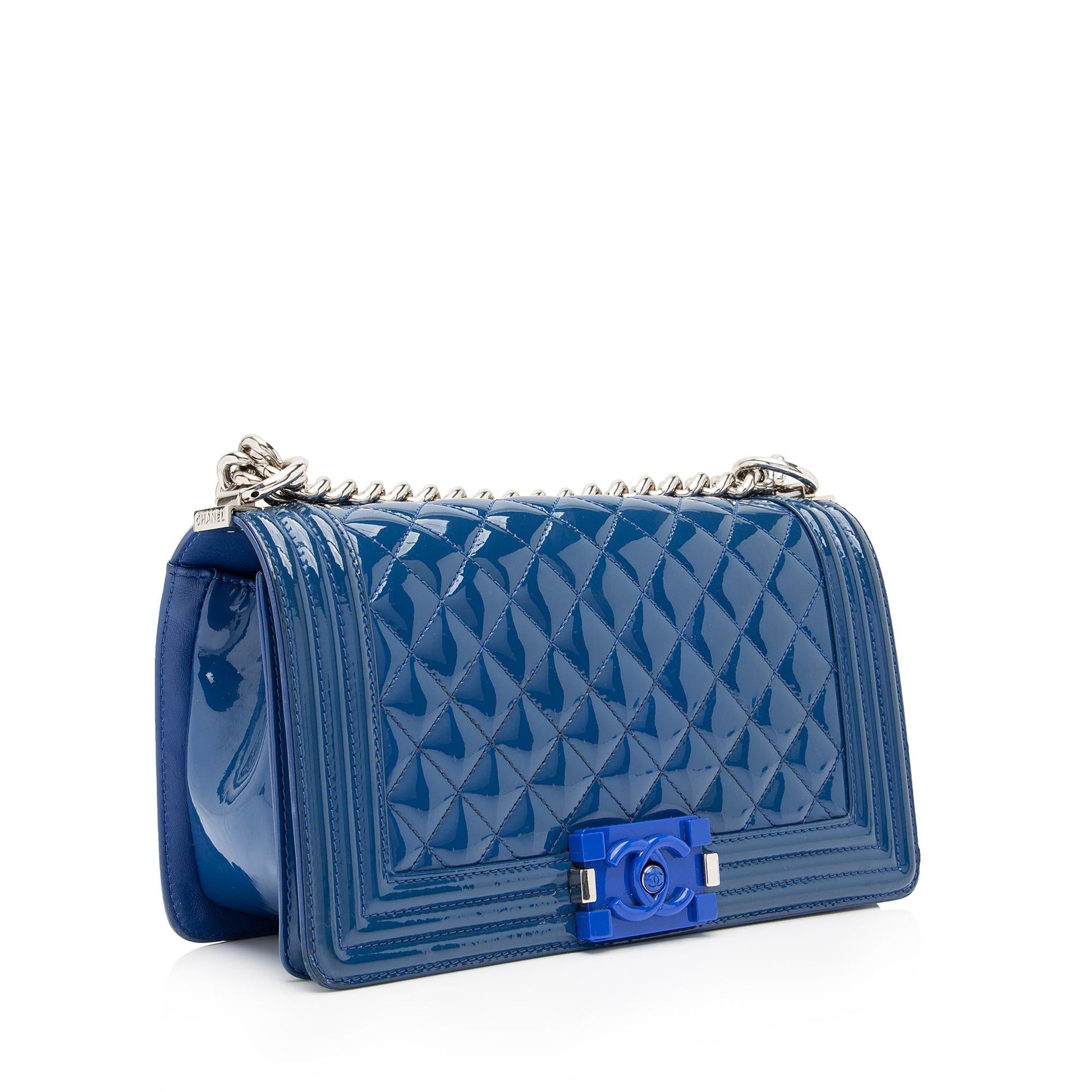 Chanel Patent Plexiglass Boy SHF Leather Handbag