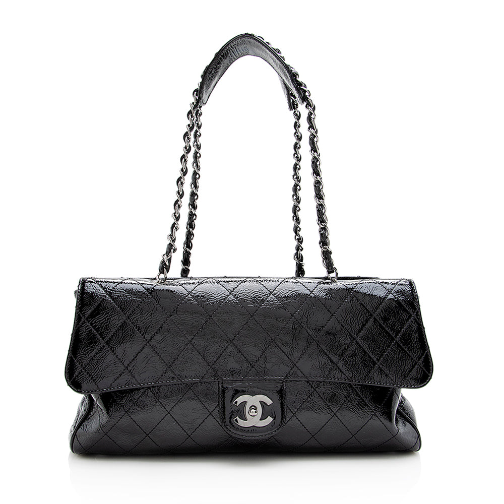 Chanel Quilted Patent Ritz Flap SHF Leather Shoulder Bag
