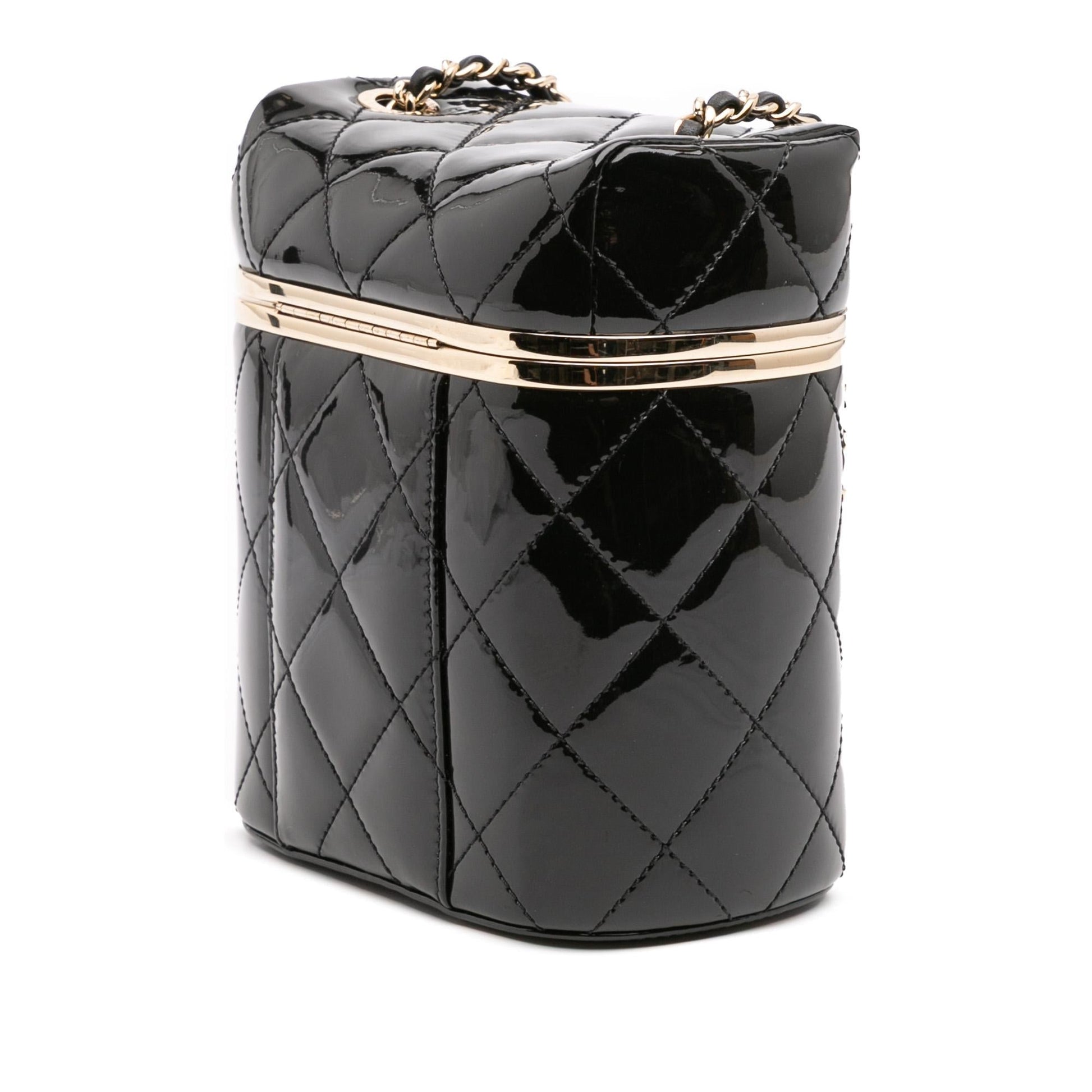 Chanel Quilted Patent Logo Vanity Handbag
