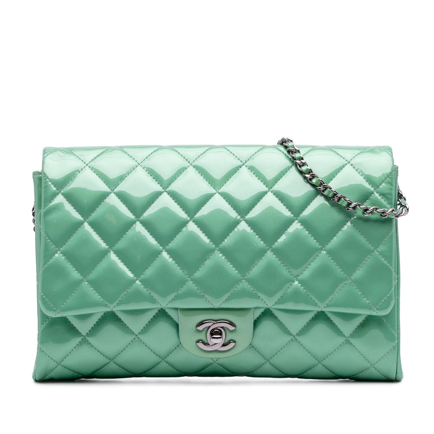 Chanel Quilted Patent New on Clutch Bag