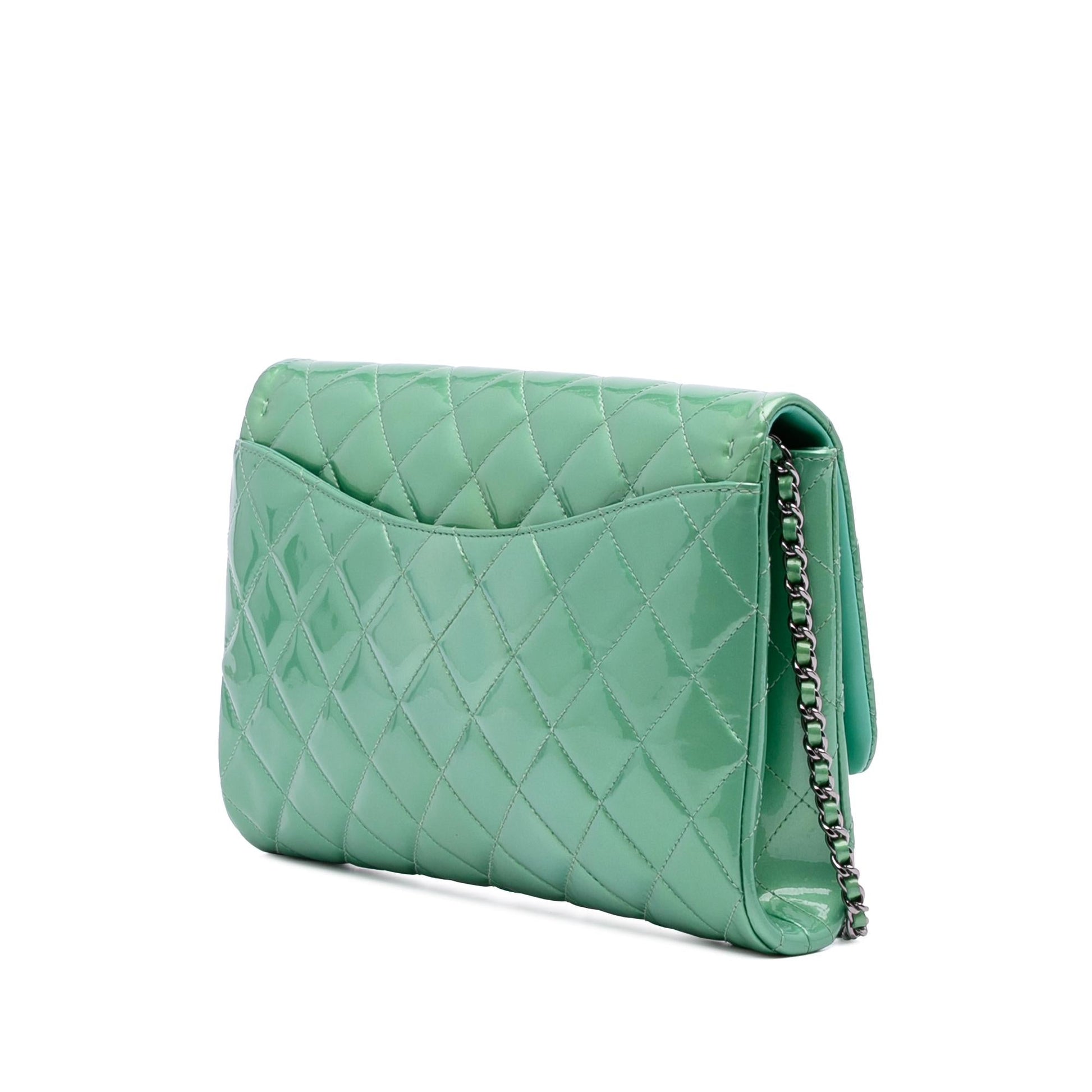 Chanel Quilted Patent New on Clutch Bag