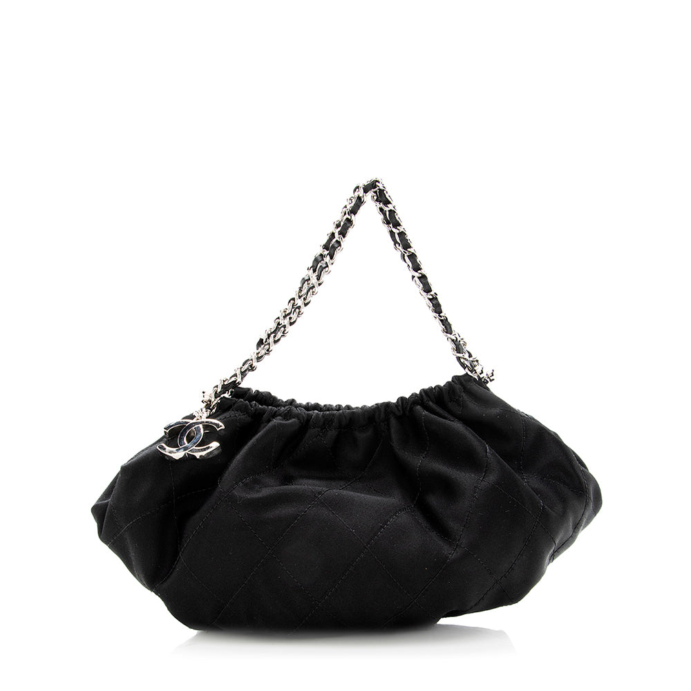 Chanel Quilted Satin CC Charm Hobo SHF Key Chain