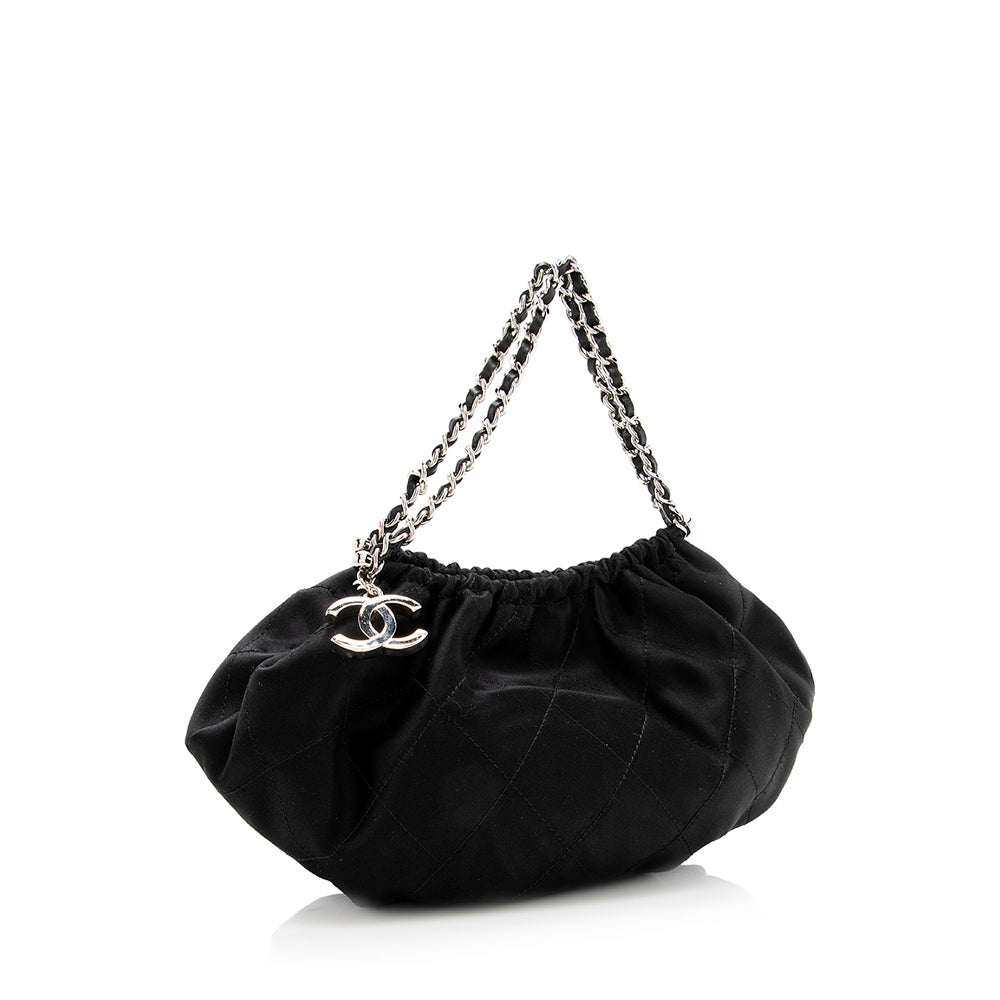 Chanel Quilted Satin CC Charm Hobo SHF Key Chain