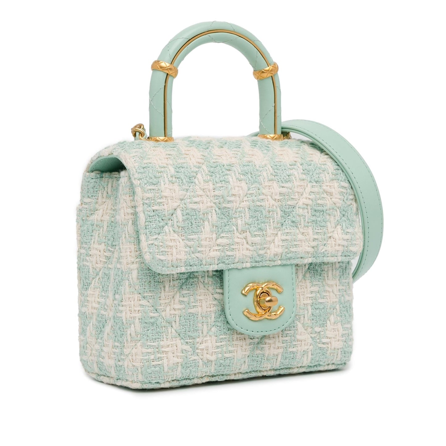 Chanel Quilted Tweed Crush Top Handle Flap Handbag