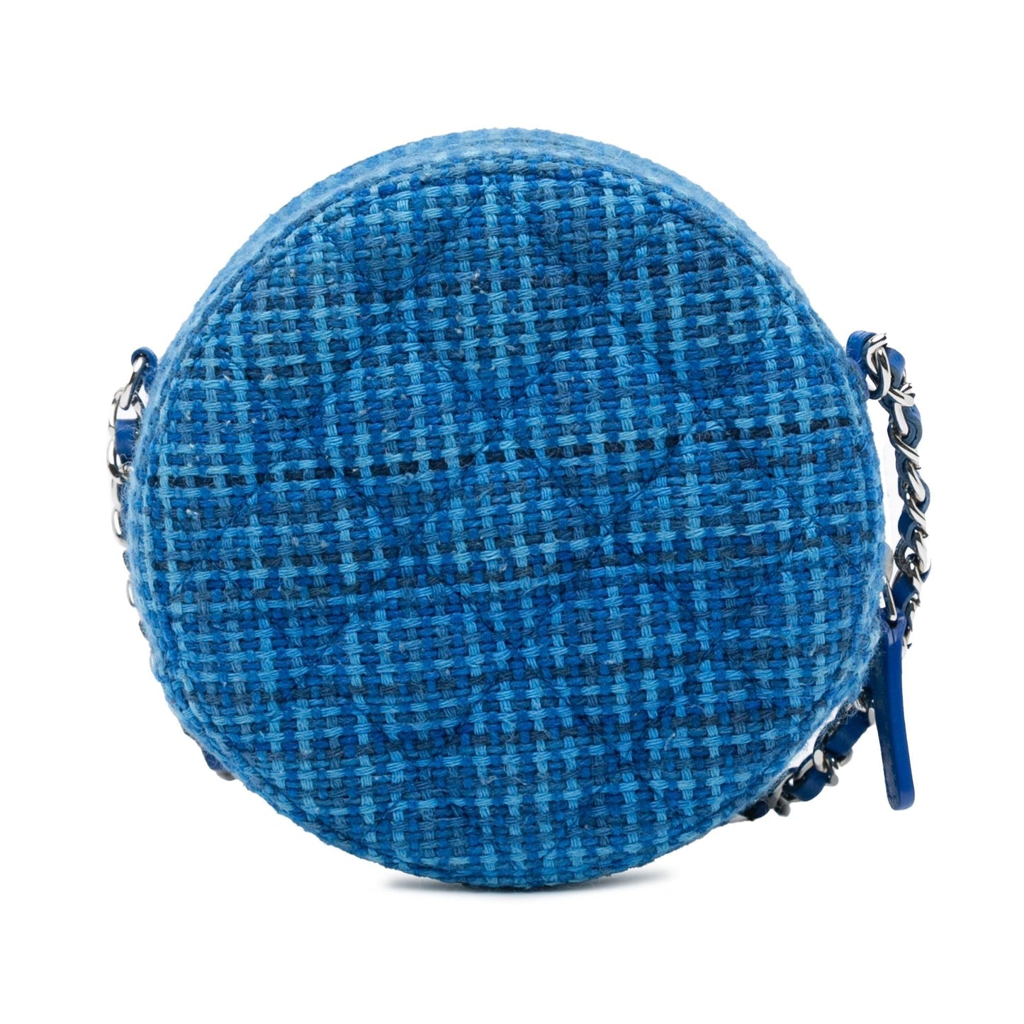 Chanel Quilted Tweed Round Clutch With Chain (SHG-mrWmol)