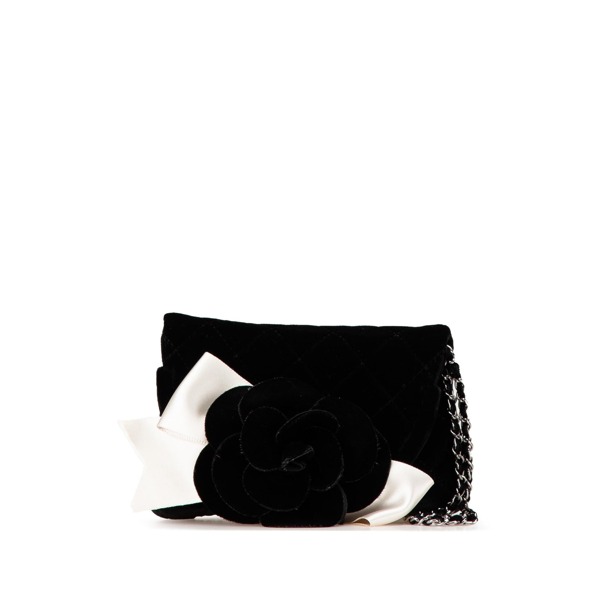 Chanel Quilted Velvet Camellia Wristlet Clutch Bag Clutch 1