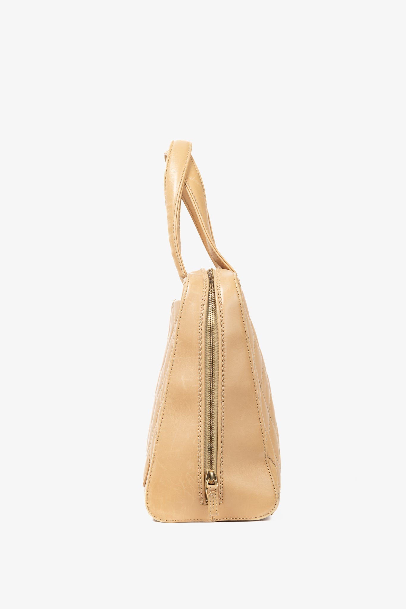 Chanel Wild Stitch Sand CC Quilted Leather Women Shoes
