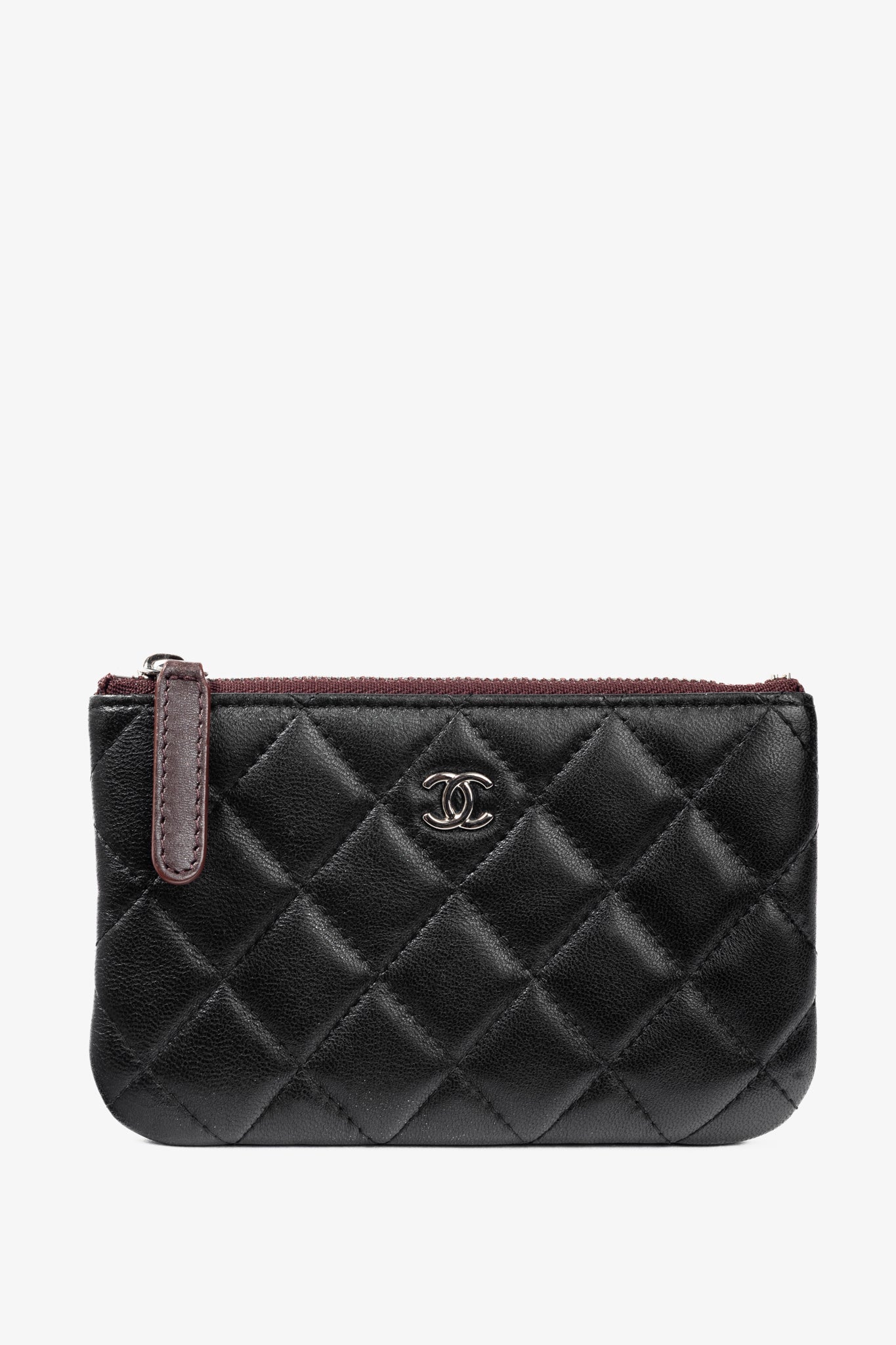 Chanel Black Lambskin Classic Zipped O Pouch Bag