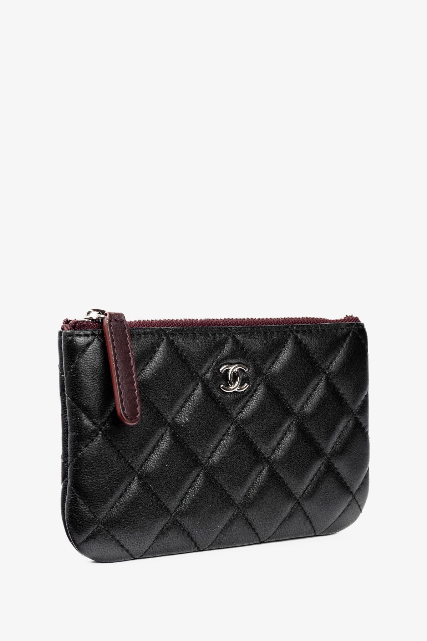 Chanel Black Lambskin Classic Zipped O Pouch Bag