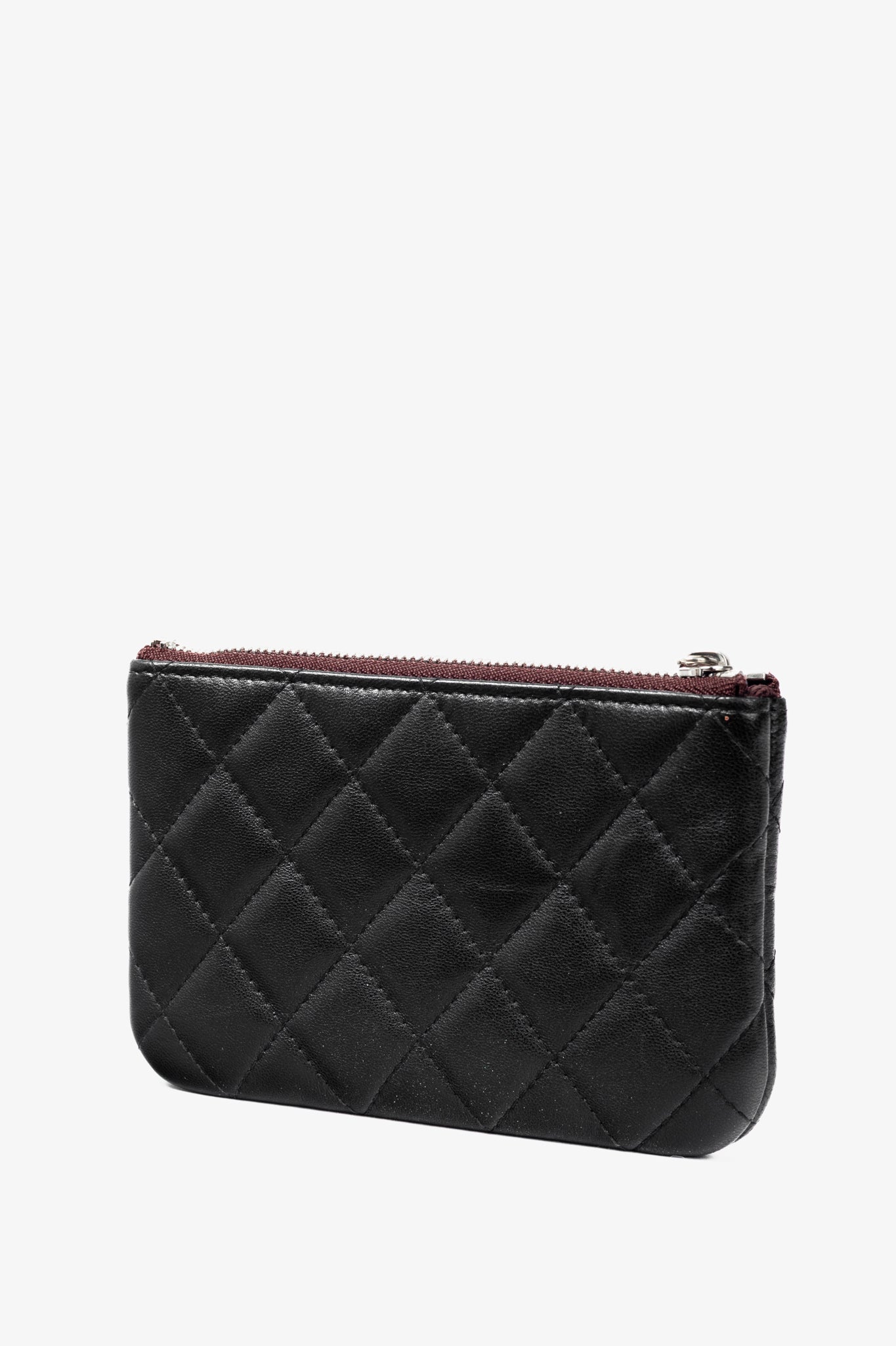 Chanel Black Lambskin Classic Zipped O Pouch Bag