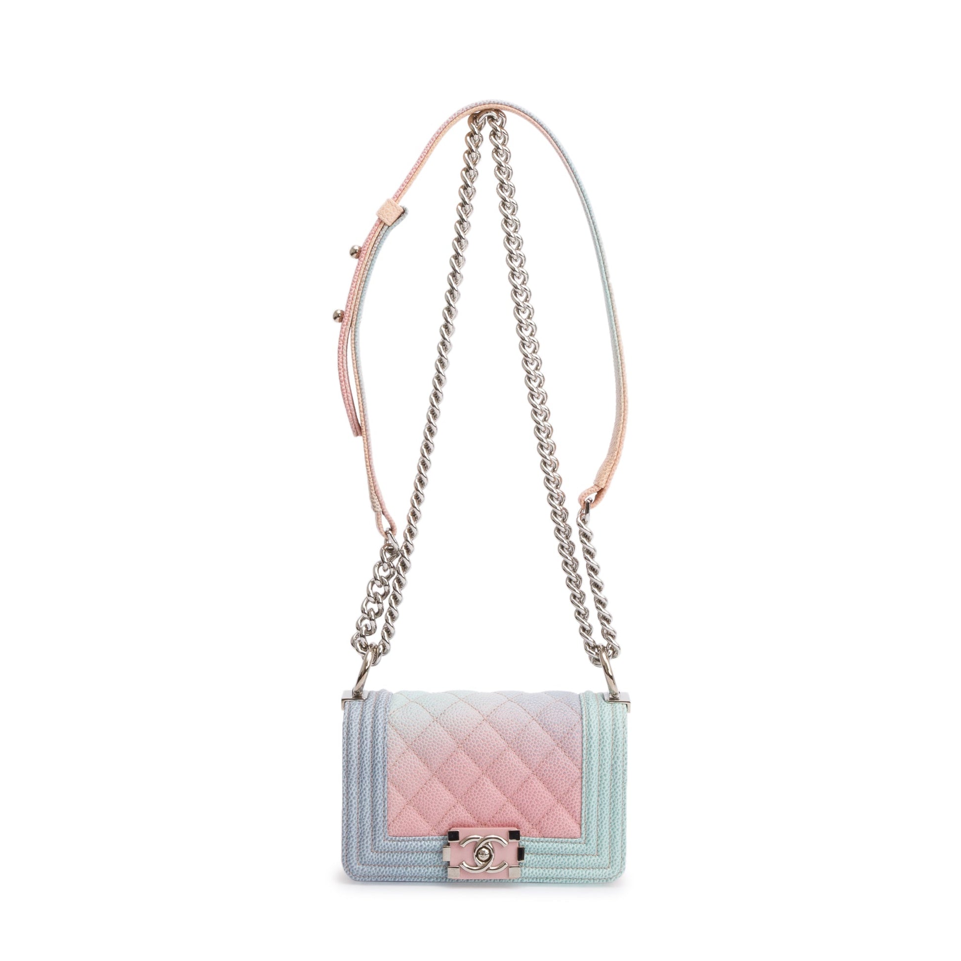 Chanel Rainbow Caviar Boy Flap Leather Travel Bag
