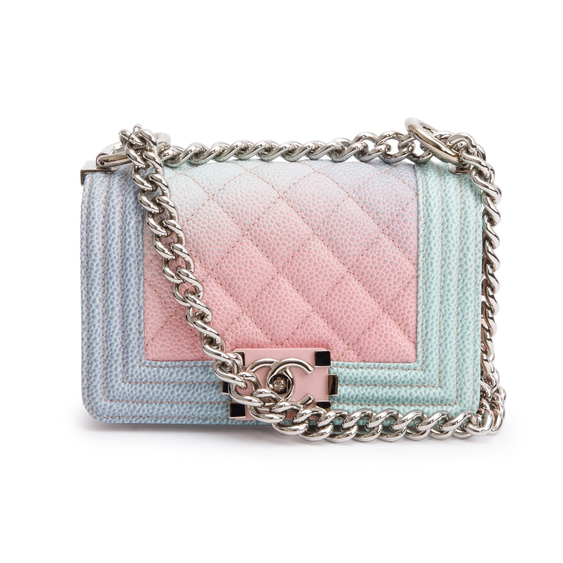 Chanel Rainbow Caviar Boy Flap Leather Travel Bag