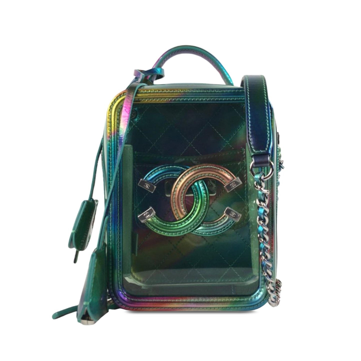Chanel Rainbow PVC CC Filigree Vertical Vanity Handbag