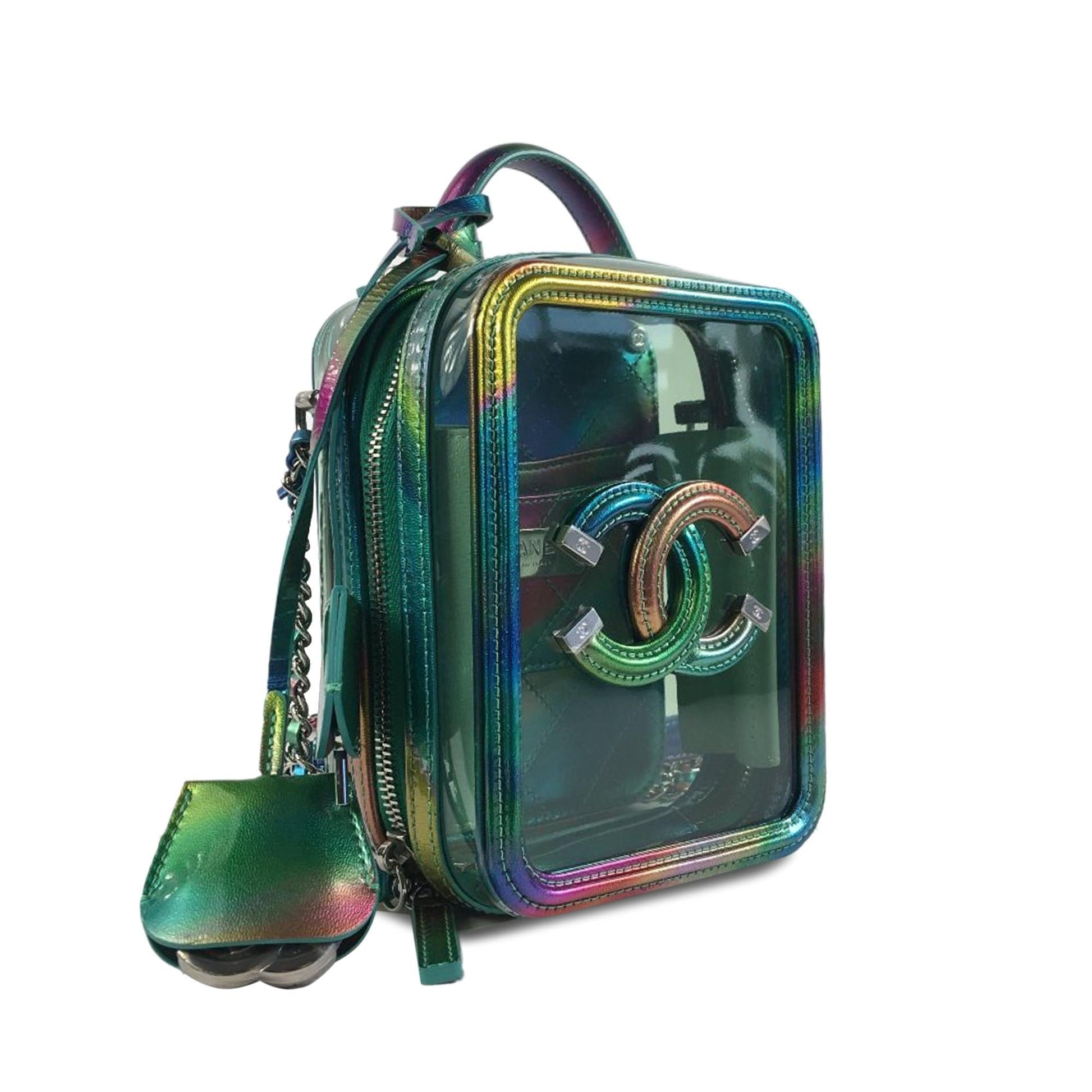 Chanel Rainbow PVC CC Filigree Vertical Vanity Handbag