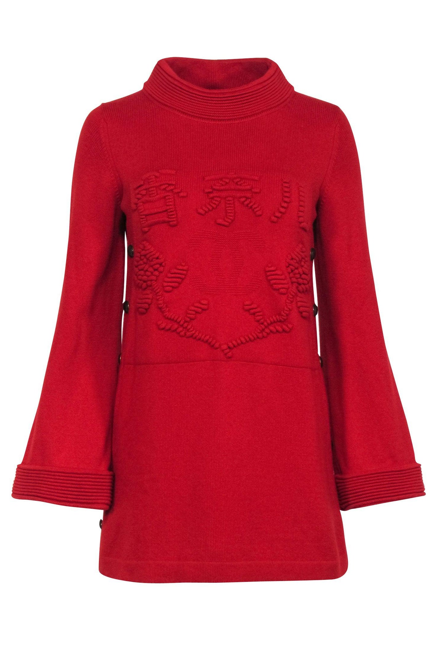 Chanel - Red Cashmere Paris Shanghai Collection Sweater Sz